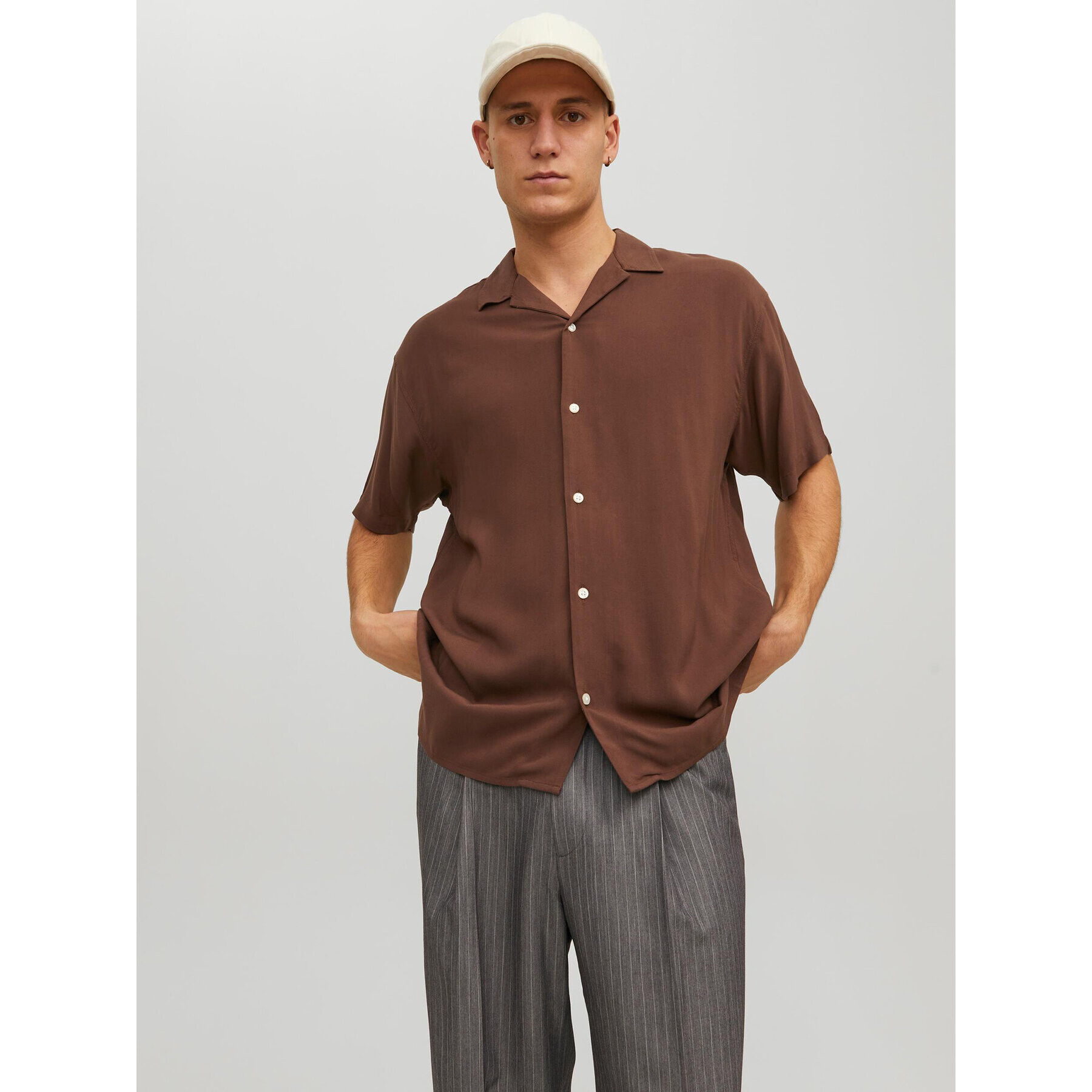 Jack&Jones Риза Noah 12228007 Кафяв Relaxed Fit - Pepit.bg