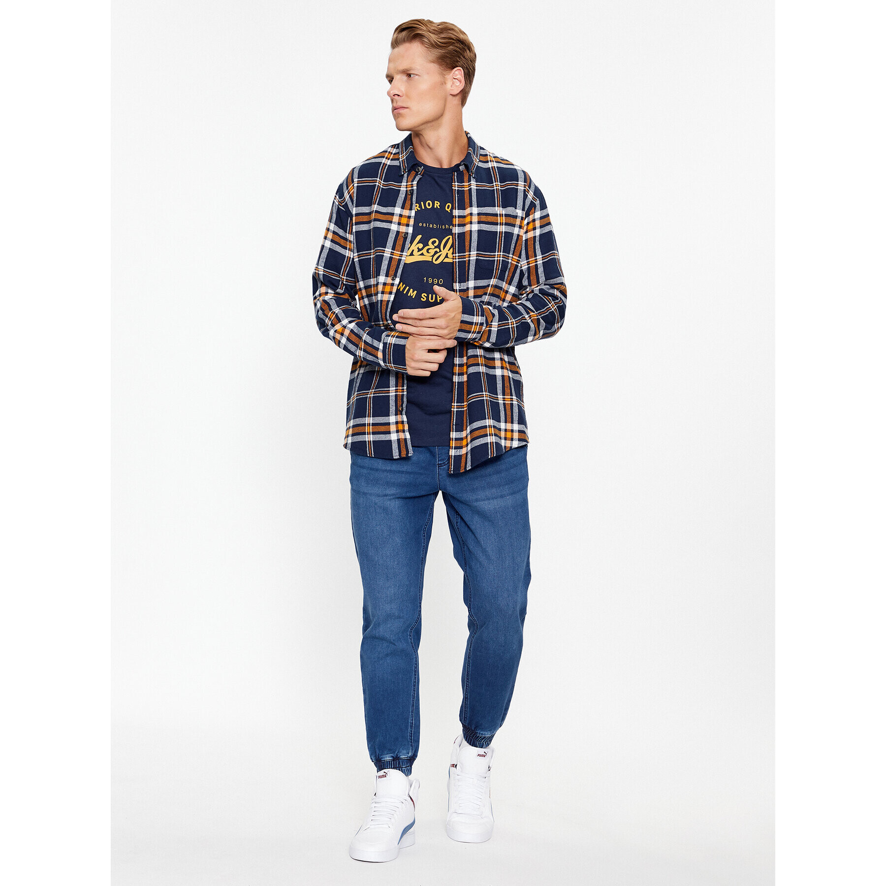 Jack&Jones Риза 12235982 Тъмносин Slim Fit - Pepit.bg