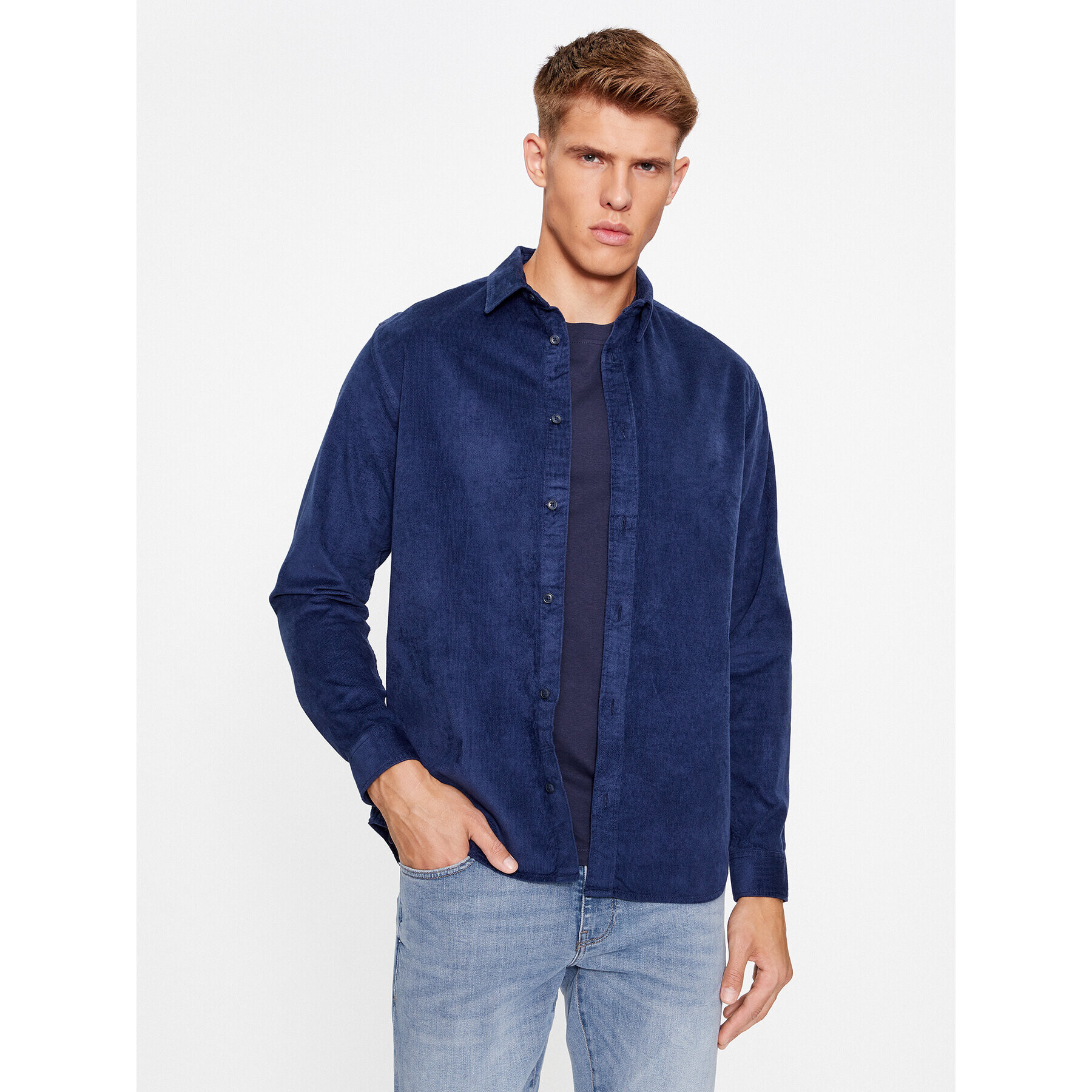 Jack&Jones Риза 12236937 Тъмносин Slim Fit - Pepit.bg