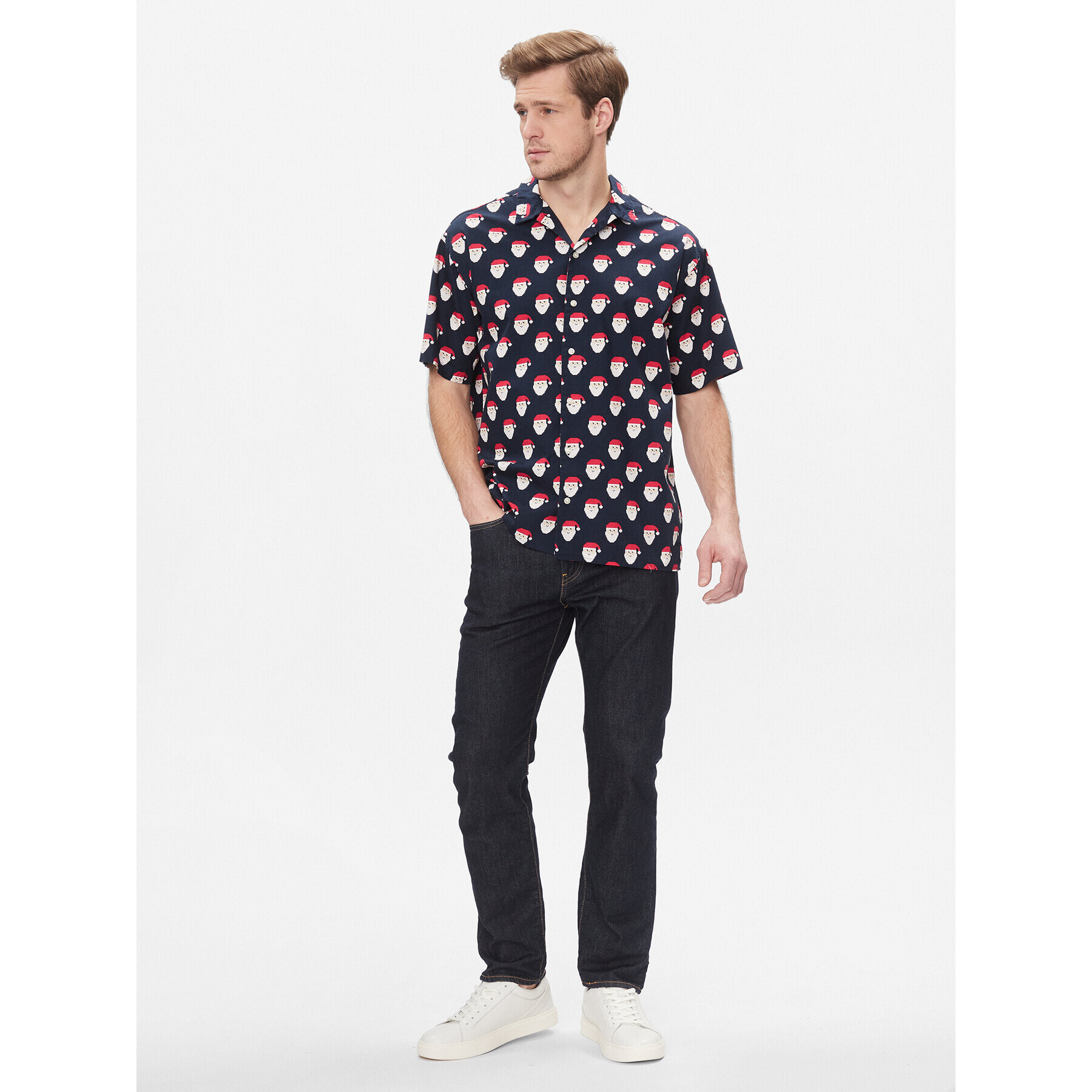 Jack&Jones Риза 12248397 Тъмносин Relaxed Fit - Pepit.bg