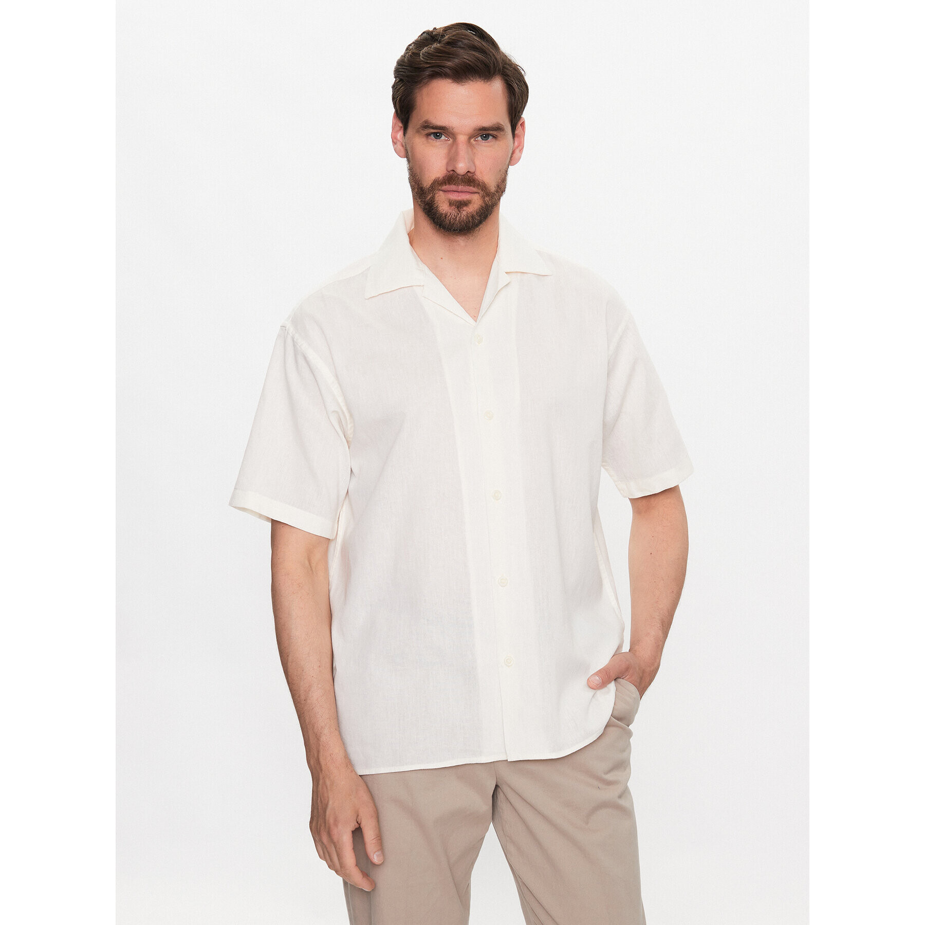 Jack&Jones Риза Belize 12234714 Бял Relaxed Fit - Pepit.bg