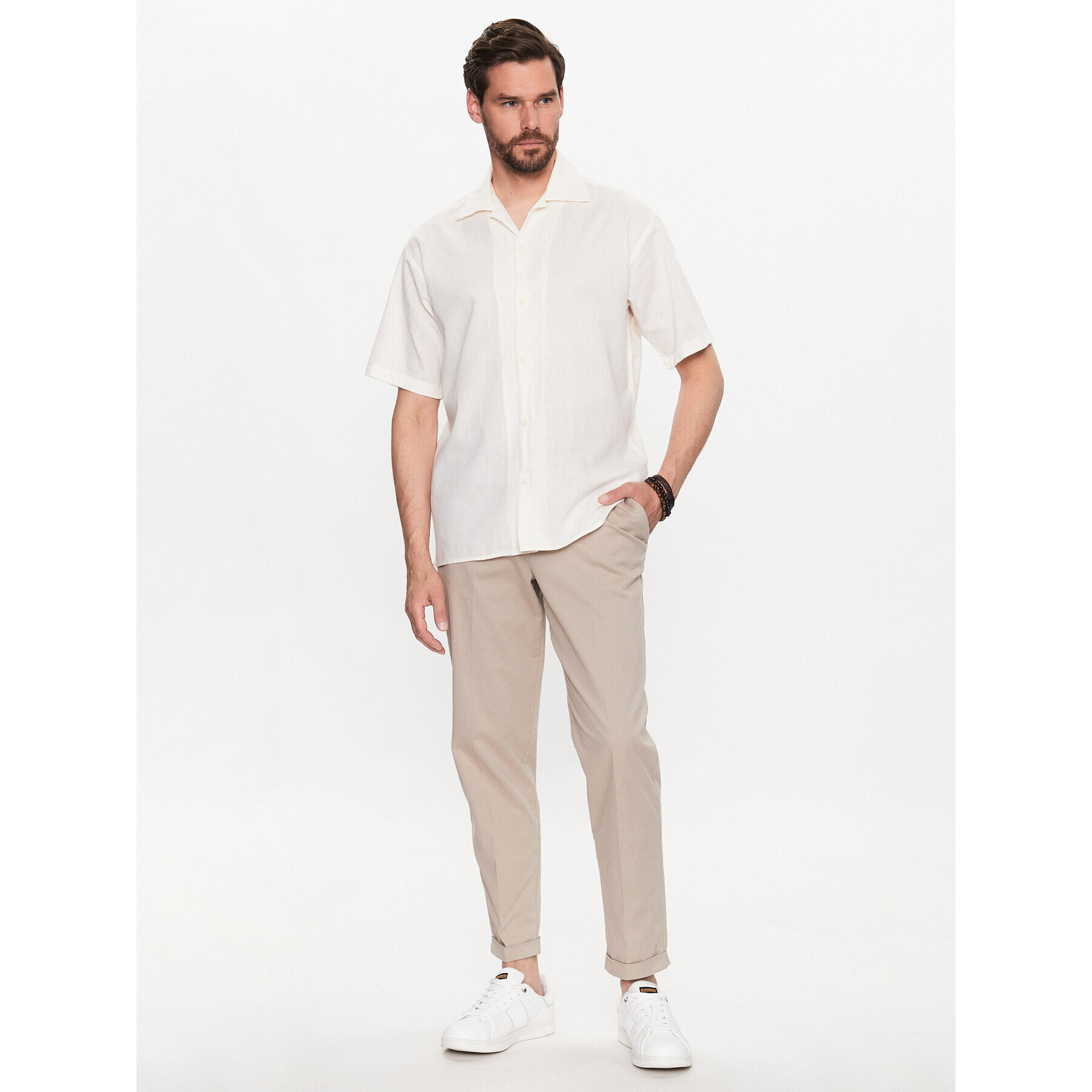 Jack&Jones Риза Belize 12234714 Бял Relaxed Fit - Pepit.bg