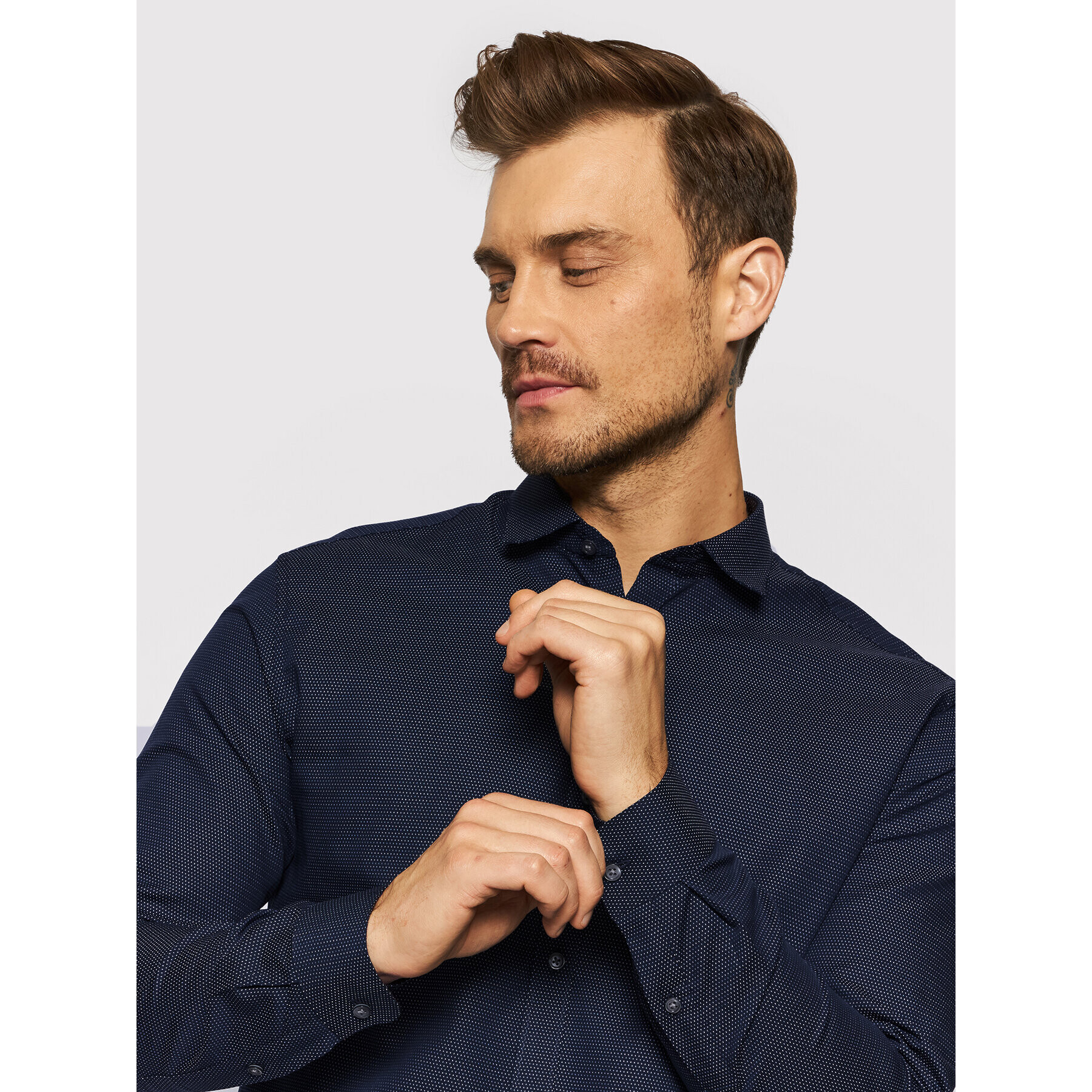 Jack&Jones Риза Blackpool Structure 12192285 Тъмносин Slim Fit - Pepit.bg