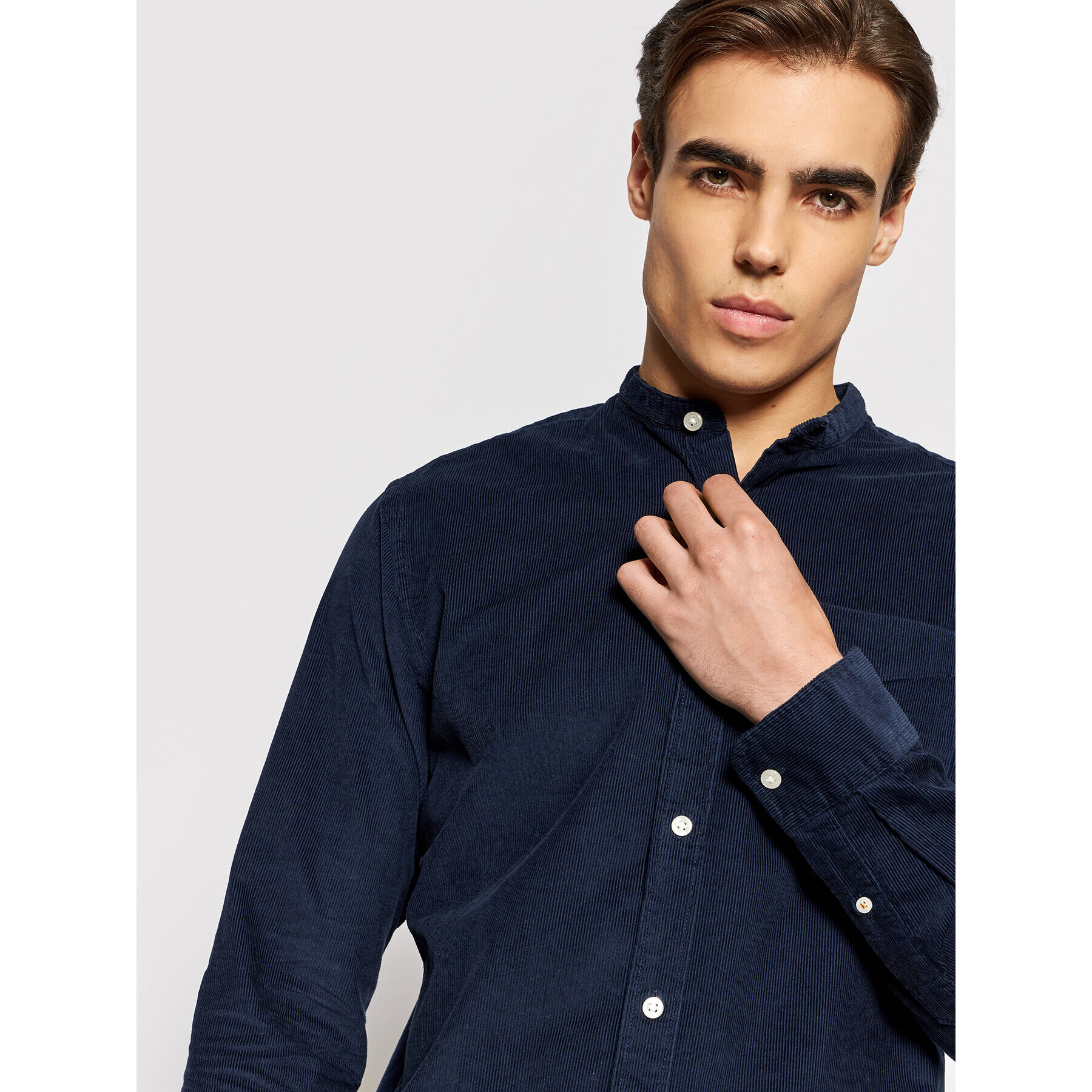 Jack&Jones PREMIUM Риза Blautlas Cord 12196561 Тъмносин Slim Fit - Pepit.bg