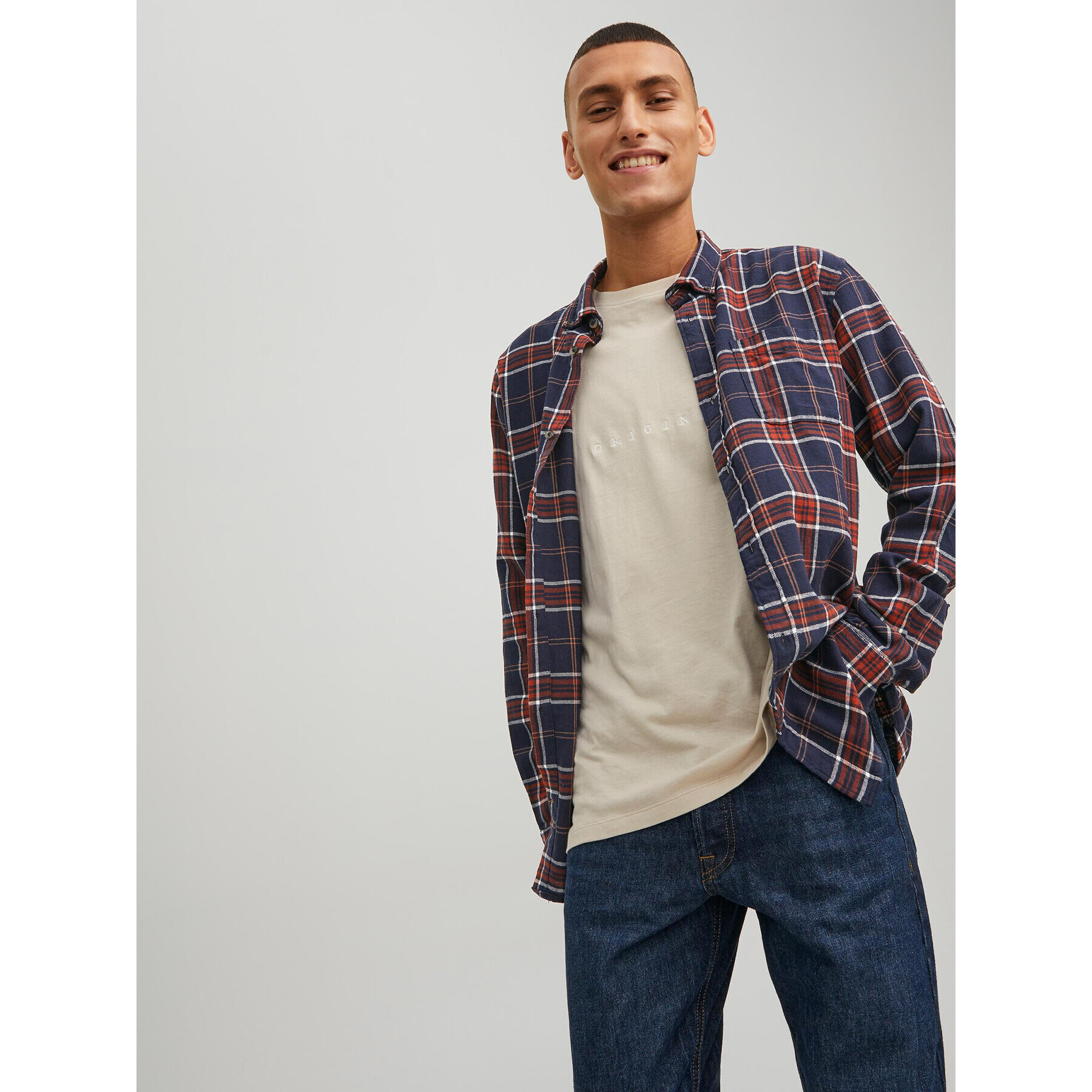 Jack&Jones Риза Classic Check 12209098 Тъмносин Regular Fit - Pepit.bg