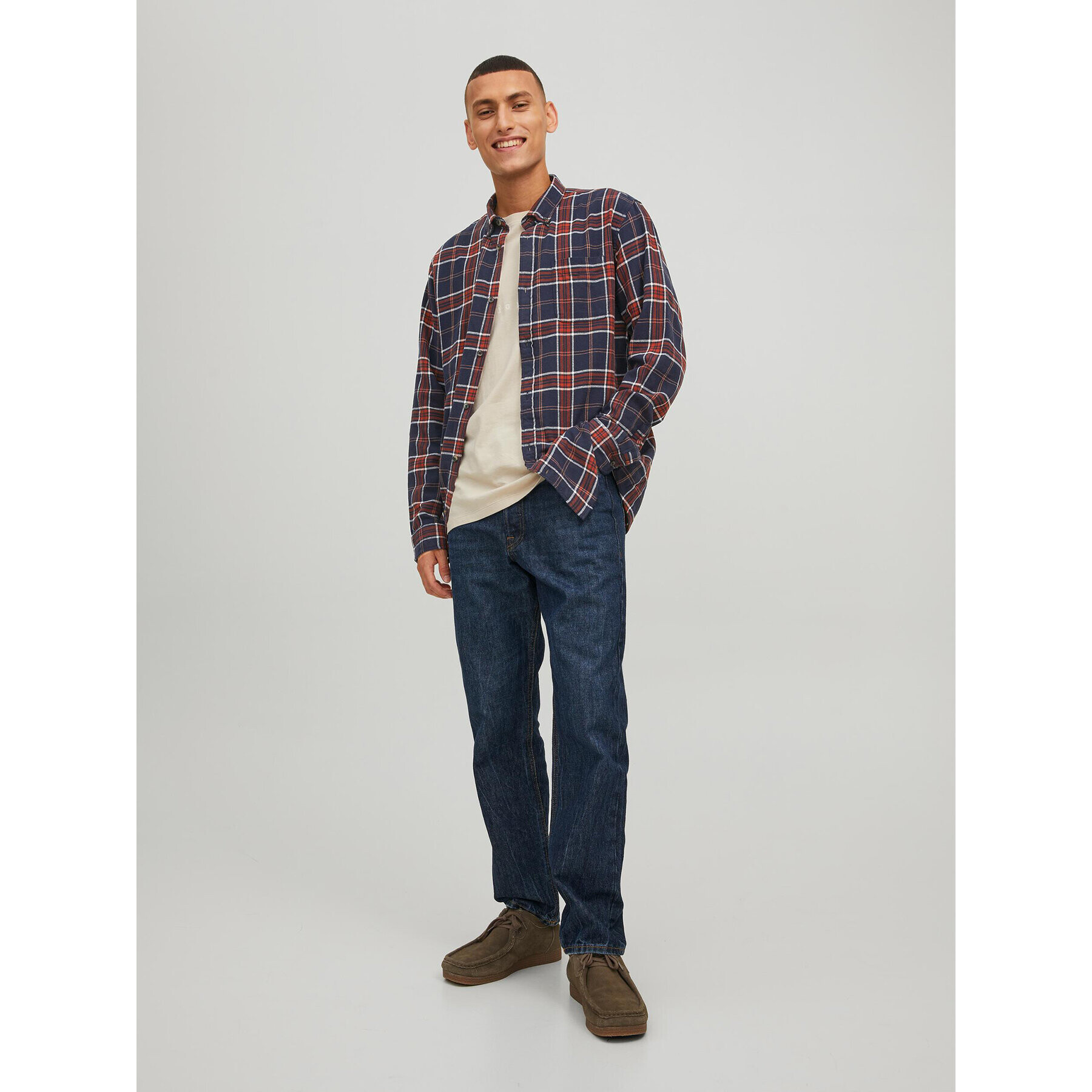 Jack&Jones Риза Classic Check 12209098 Тъмносин Regular Fit - Pepit.bg