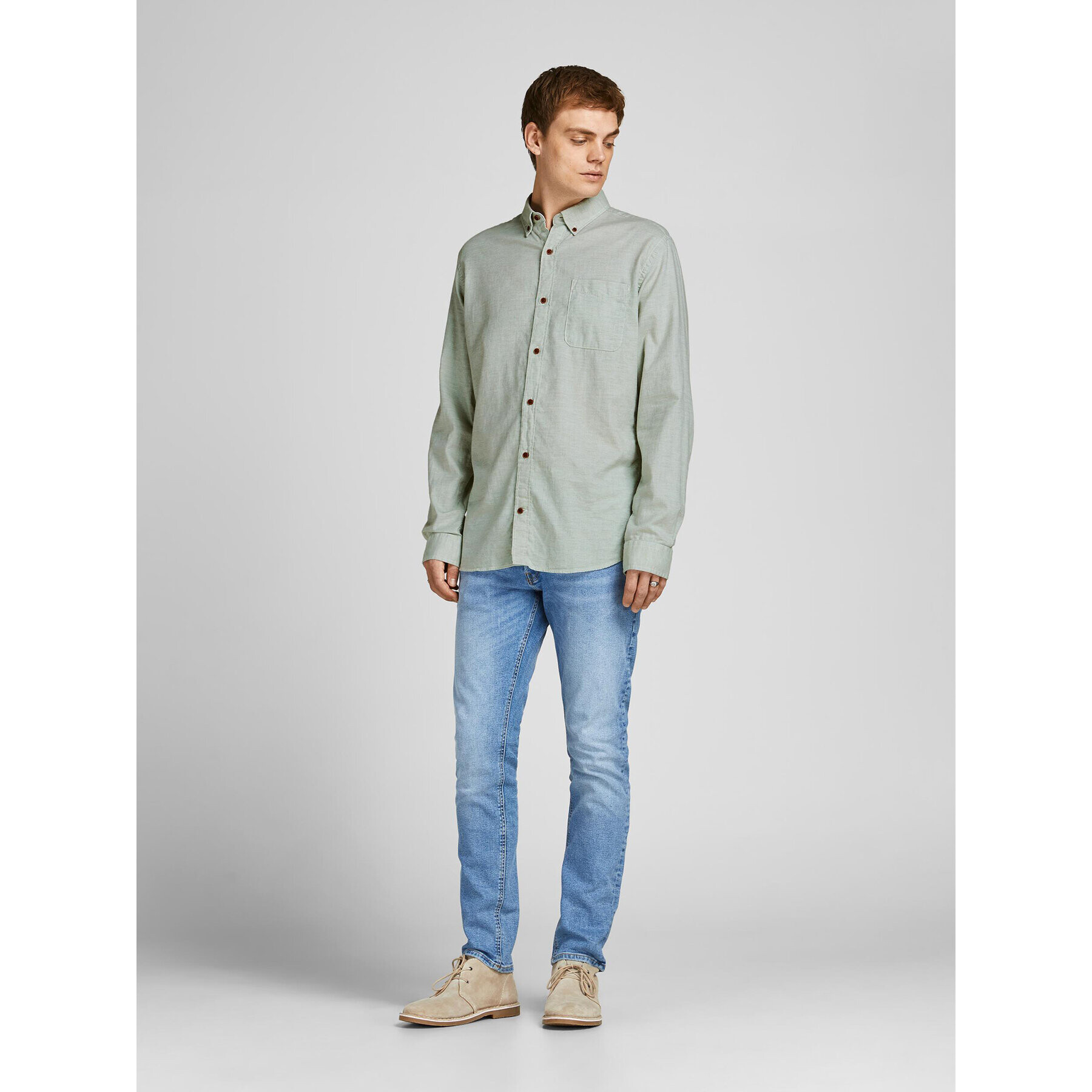Jack&Jones Риза Classic Spring 12199505 Зелен Slim Fit - Pepit.bg