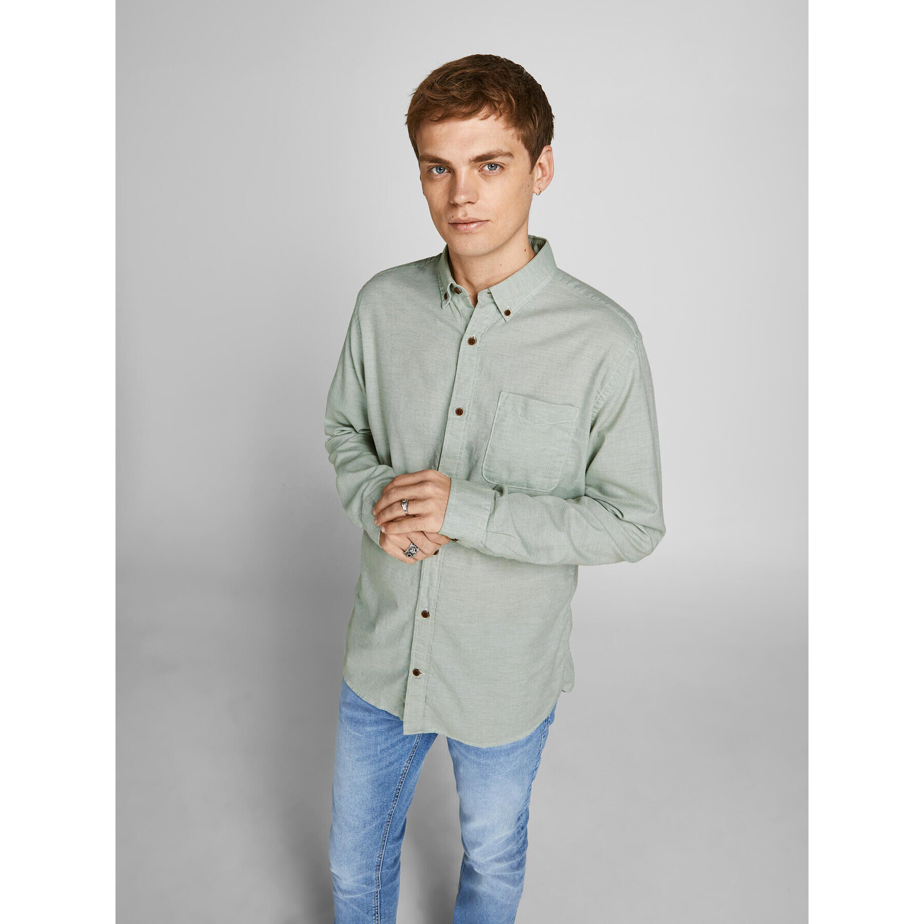 Jack&Jones Риза Classic Spring 12199505 Зелен Slim Fit - Pepit.bg