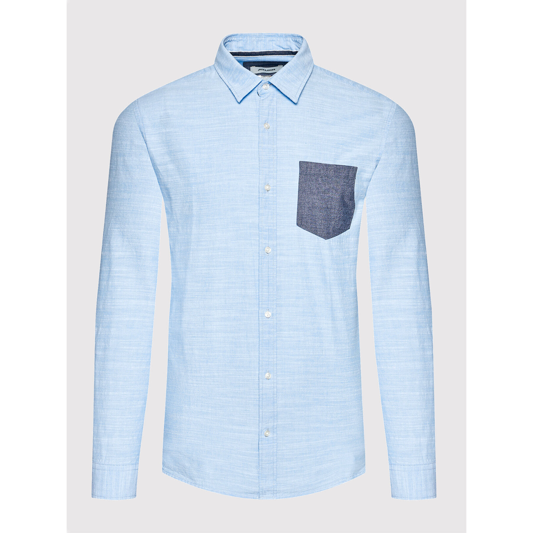 Jack&Jones Риза Colin Patch Ls Plain 12182762 Син Slim Fit - Pepit.bg