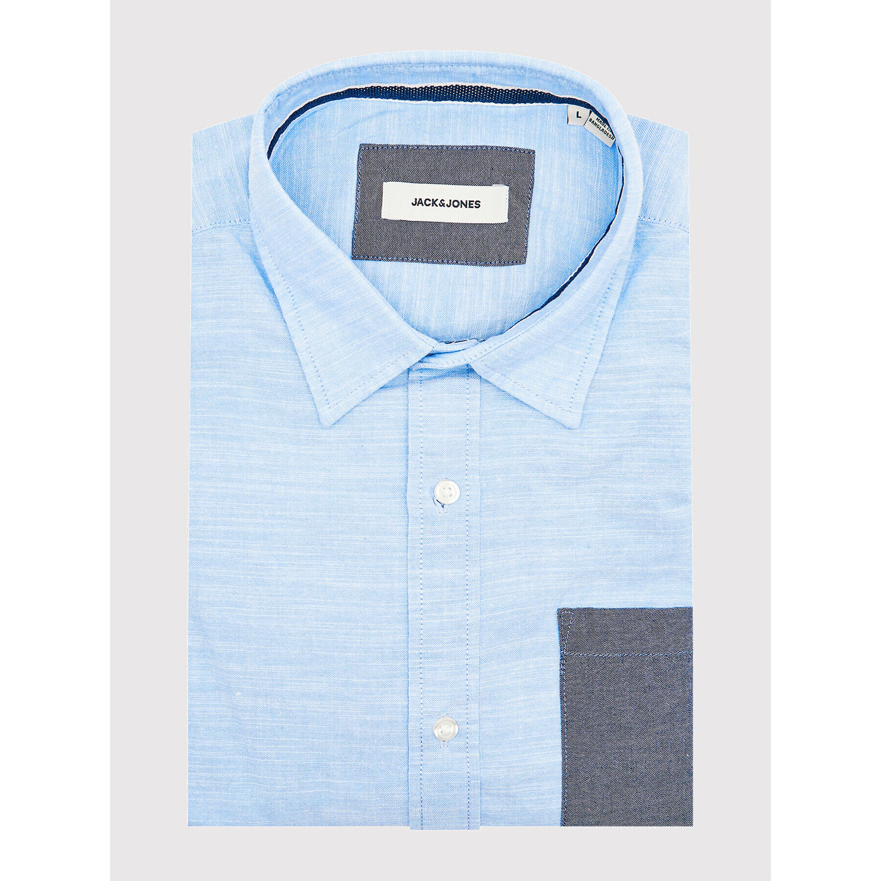 Jack&Jones Риза Colin Patch Ls Plain 12182762 Син Slim Fit - Pepit.bg
