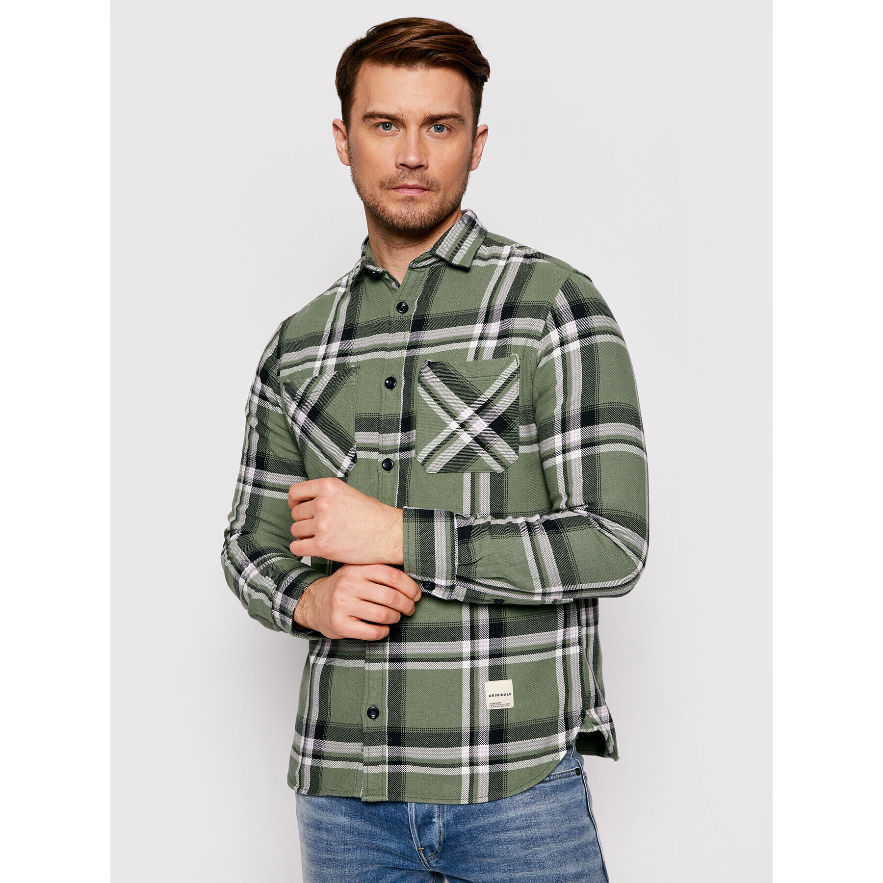 Jack&Jones Риза Finder 12183581 Зелен Regular Fit - Pepit.bg