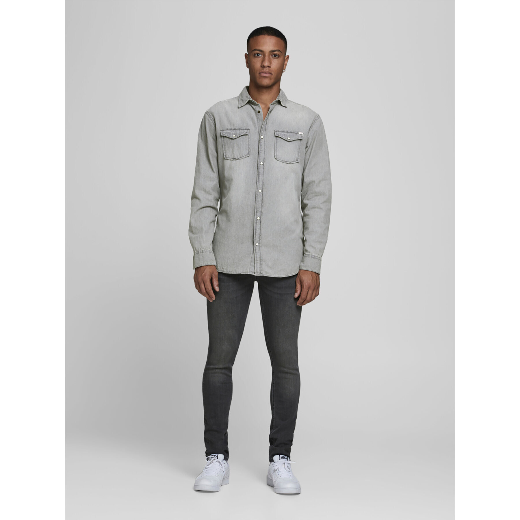 Jack&Jones Риза Sheridan 12138115 Сив Slim Fit - Pepit.bg