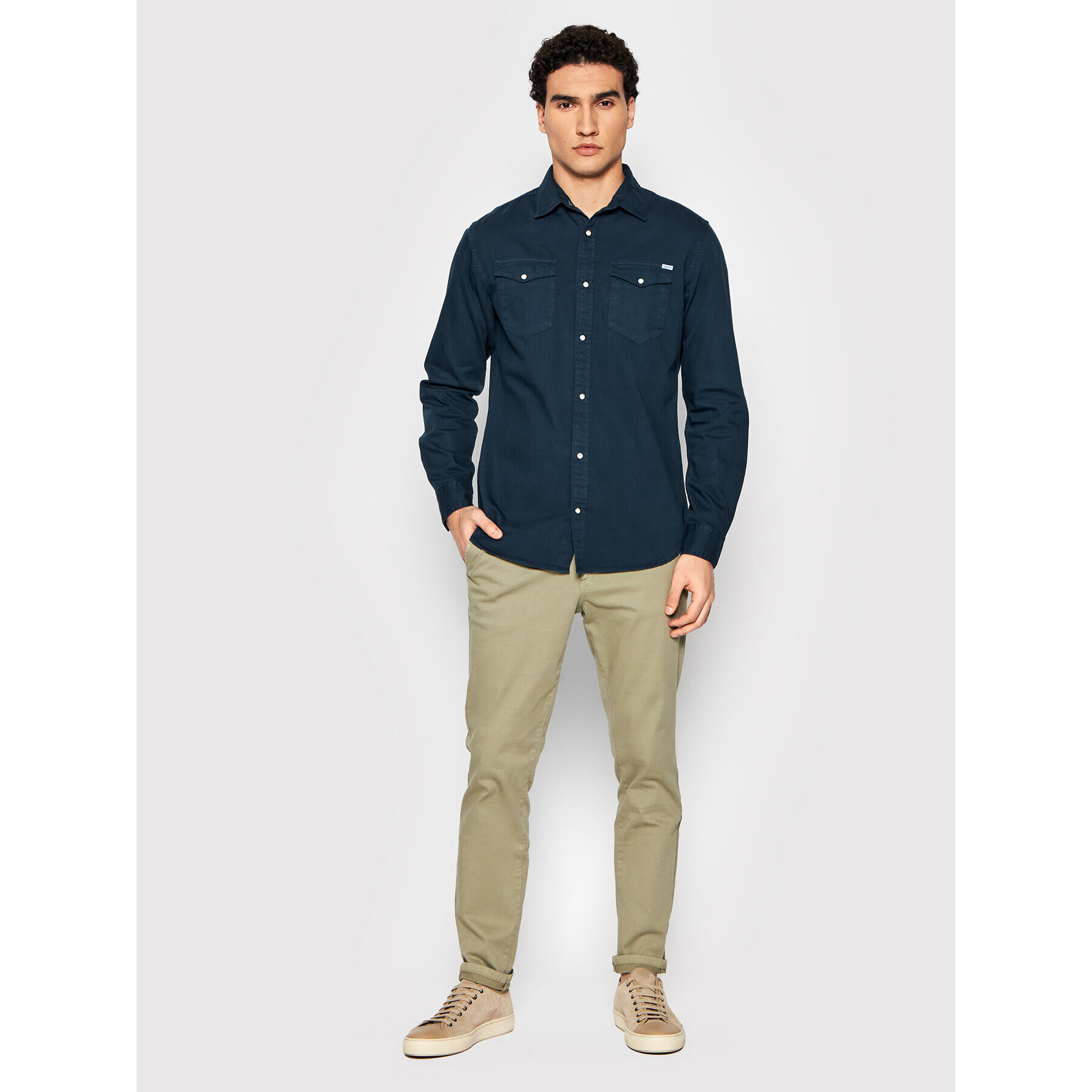 Jack&Jones Риза Sheridan 12138115 Тъмносин Slim Fit - Pepit.bg