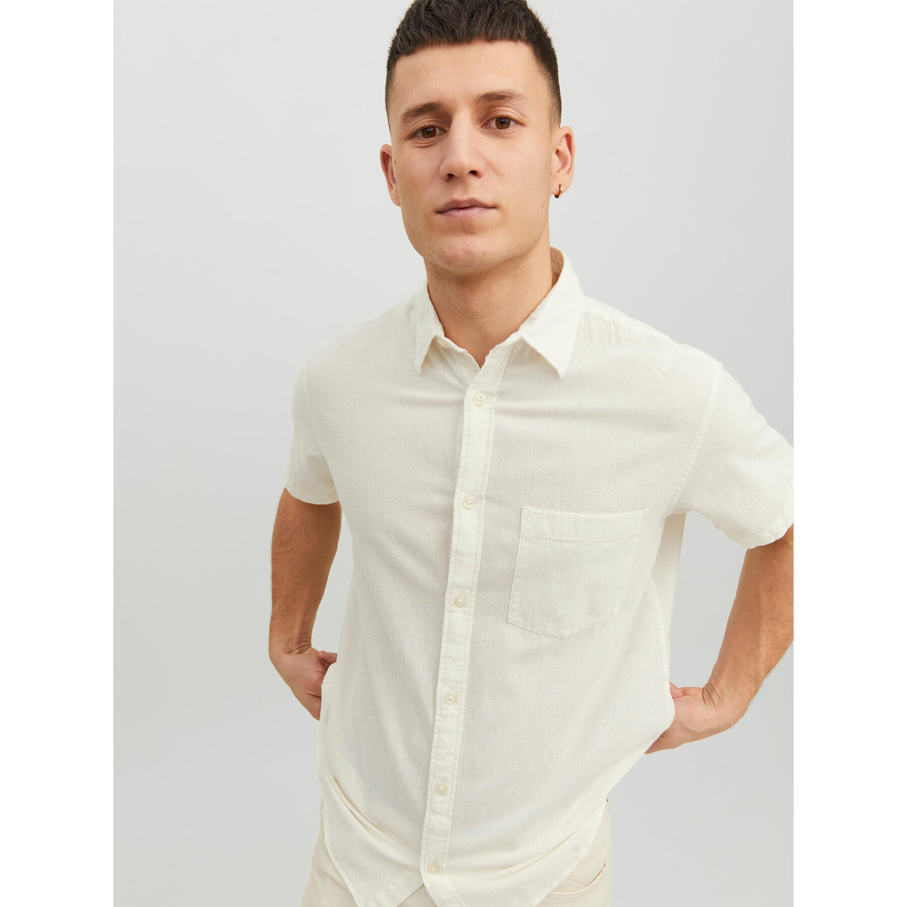 Jack&Jones Риза Tulum 12234699 Бял Relaxed Fit - Pepit.bg