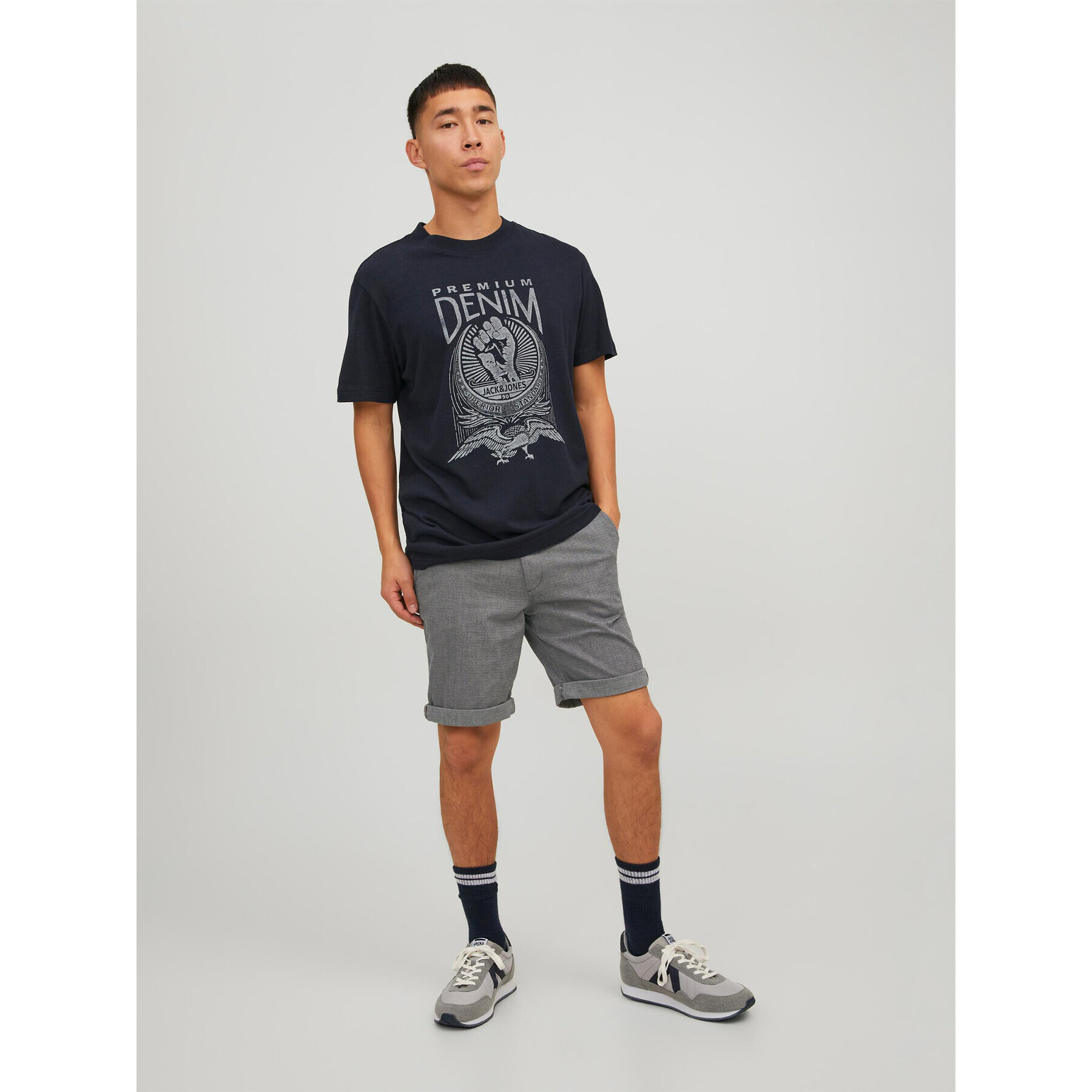 Jack&Jones Шорти от плат Fury 12206889 Сив Regular Fit - Pepit.bg