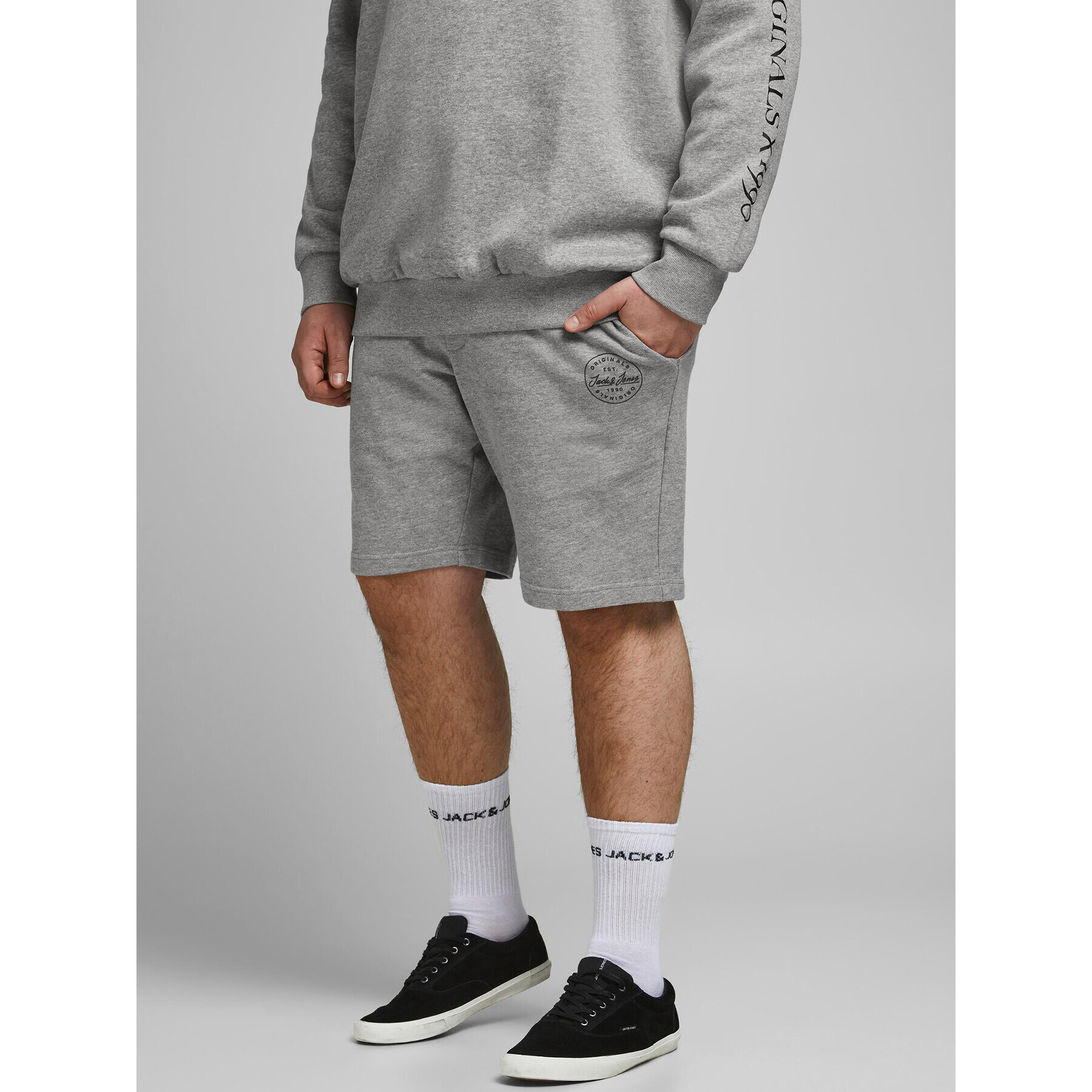 Jack&Jones Спортни шорти Shark 12187092 Сив Regular Fit - Pepit.bg