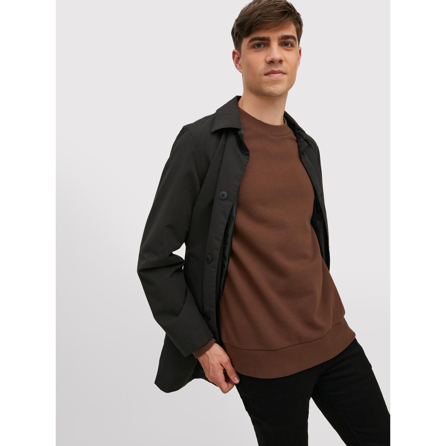 Jack&Jones PREMIUM Суитшърт Blakam 12206439 Кафяв Oversize - Pepit.bg