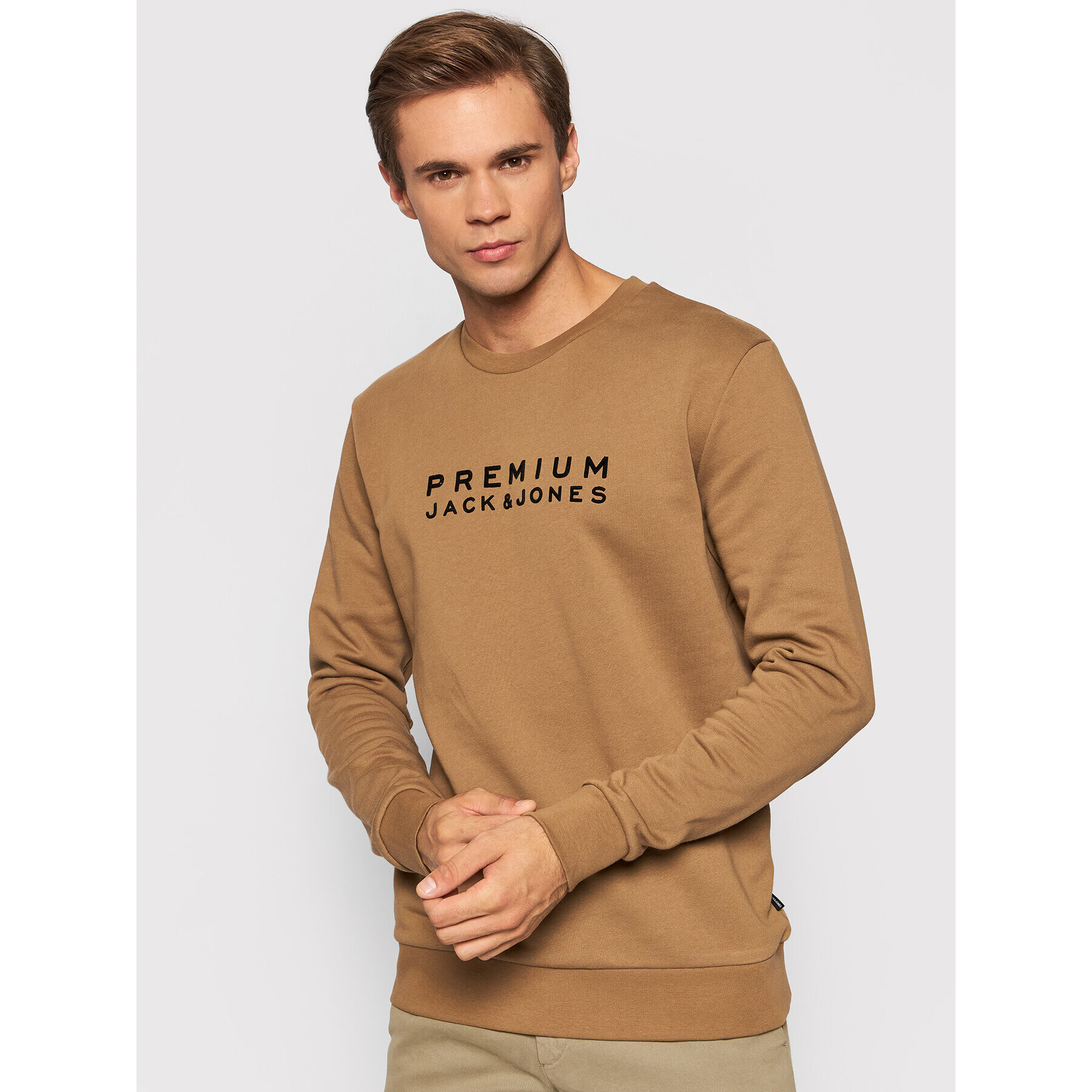 Jack&Jones PREMIUM Суитшърт Blalogo 12195086 Кафяв Regular Fit - Pepit.bg