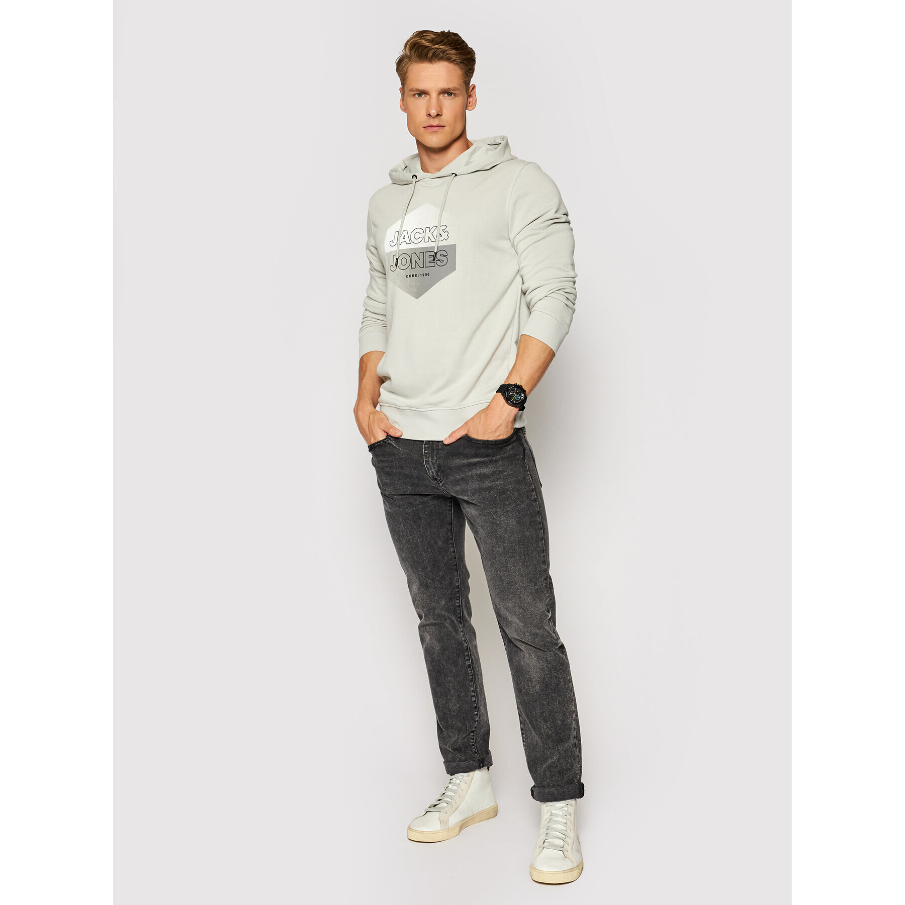 Jack&Jones Суитшърт Fading 12191999 Сив Regular Fit - Pepit.bg