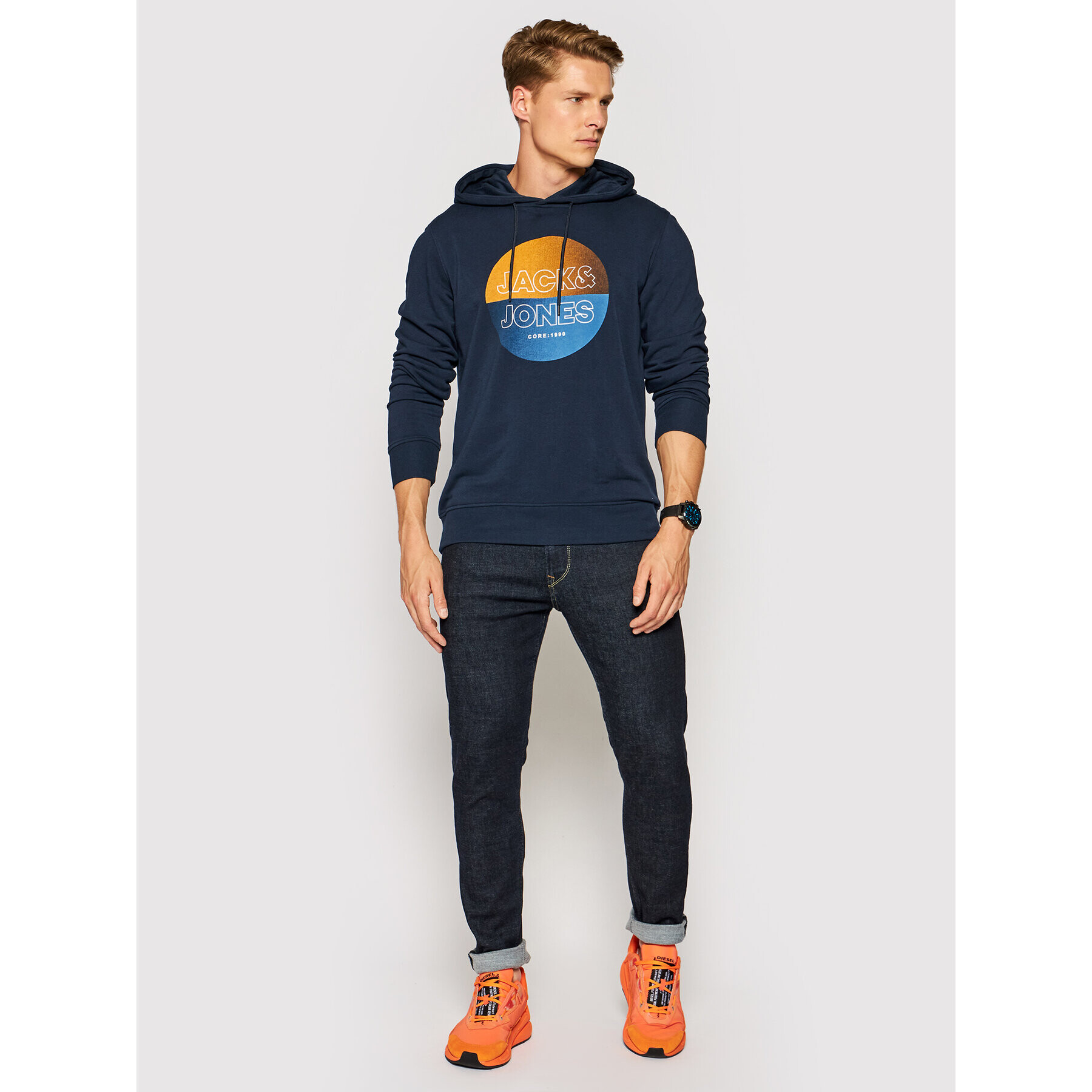 Jack&Jones Суитшърт Fading 12191999 Тъмносин Regular Fit - Pepit.bg