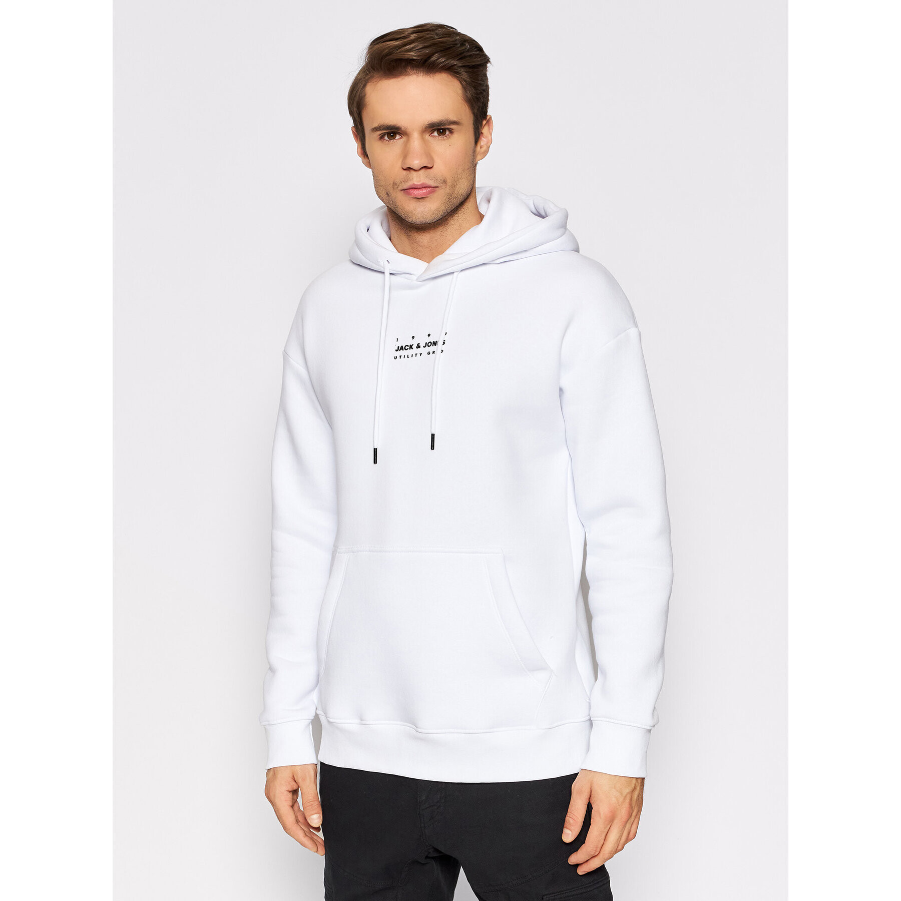 Jack&Jones Суитшърт Grid 12198137 Бял Relaxed Fit - Pepit.bg