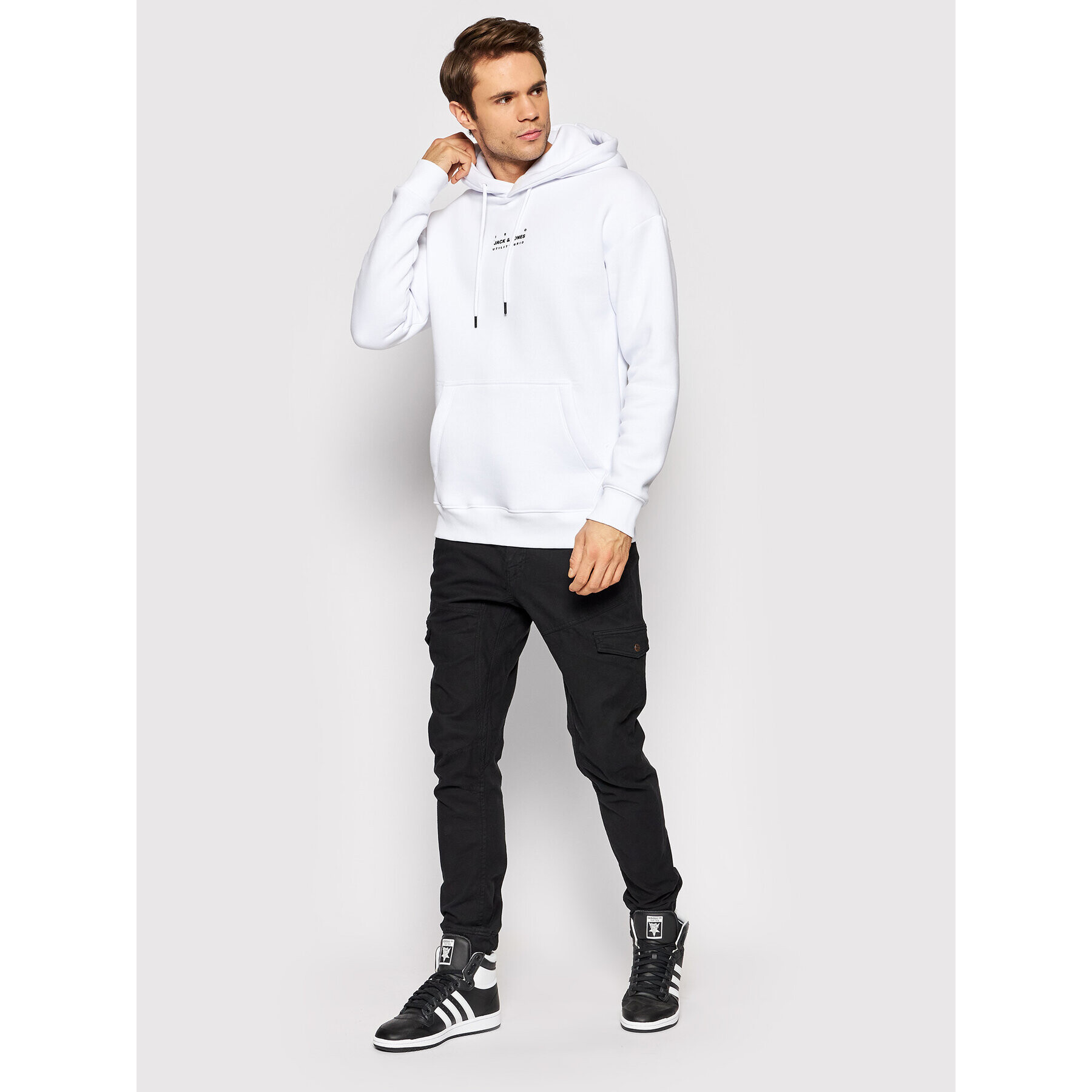 Jack&Jones Суитшърт Grid 12198137 Бял Relaxed Fit - Pepit.bg