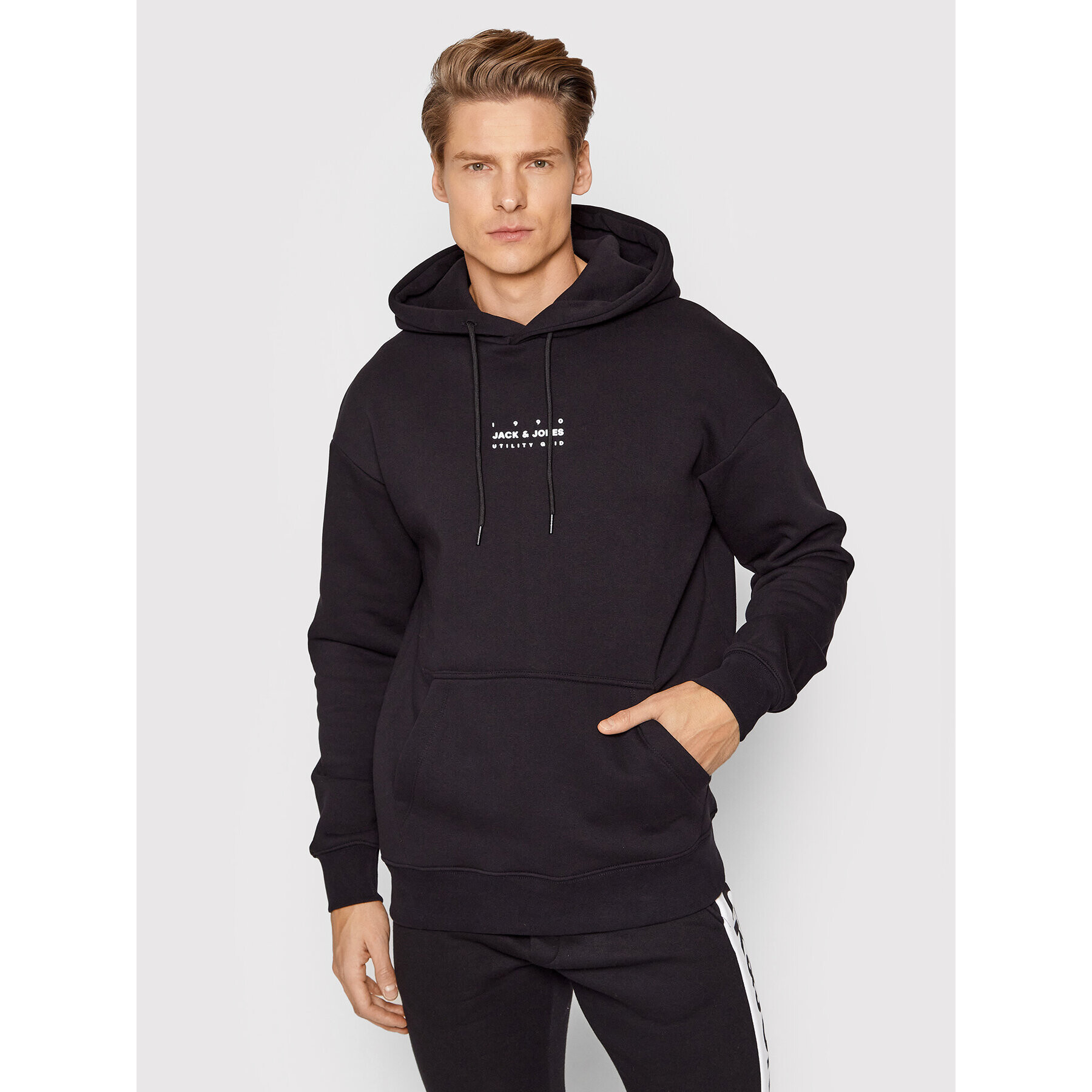 Jack&Jones Суитшърт Grid 12198137 Черен Relaxed Fit - Pepit.bg