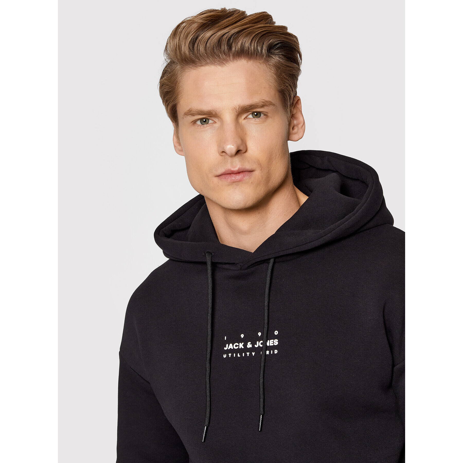 Jack&Jones Суитшърт Grid 12198137 Черен Relaxed Fit - Pepit.bg