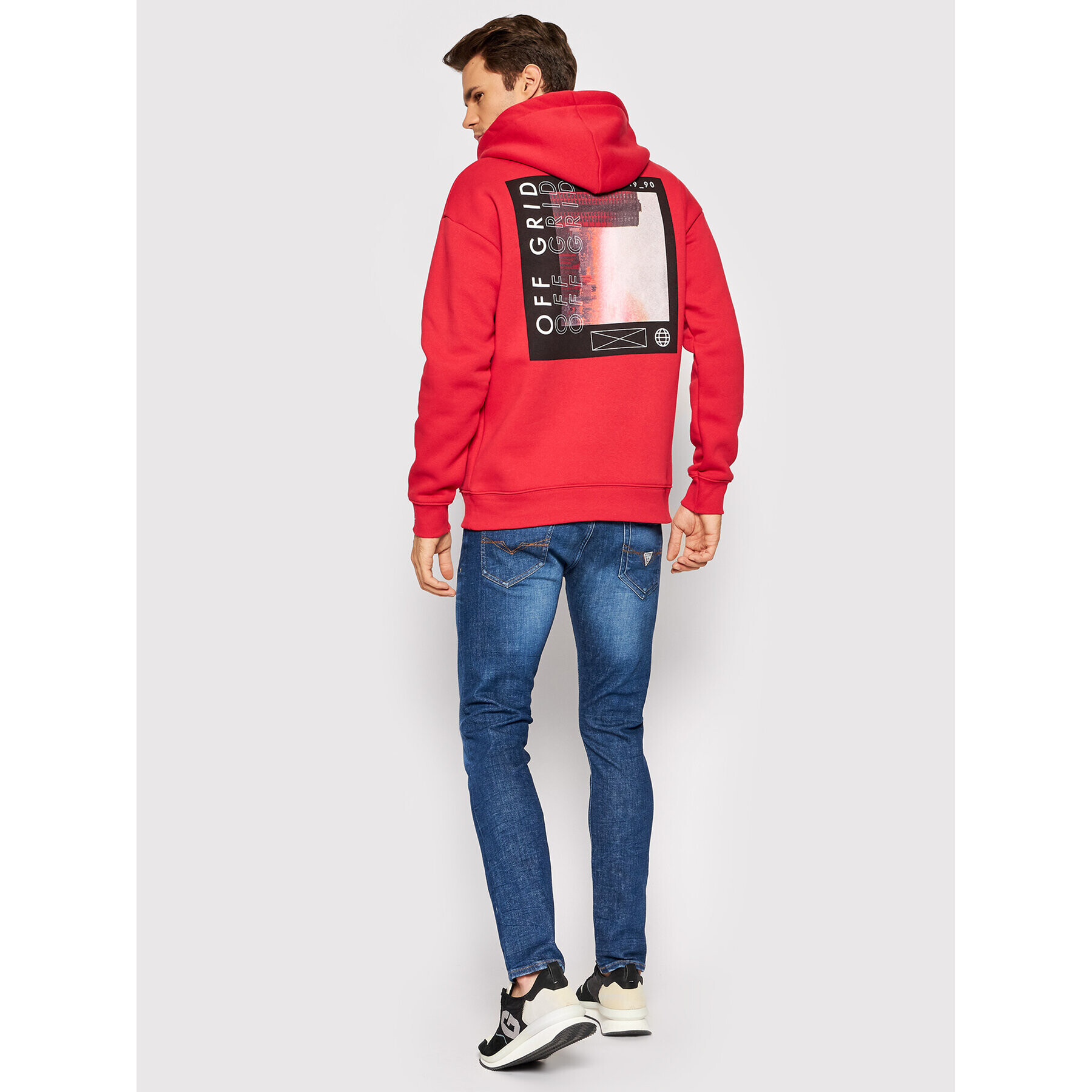 Jack&Jones Суитшърт Grid Sweat 12198137 Червен Relaxed Fit - Pepit.bg