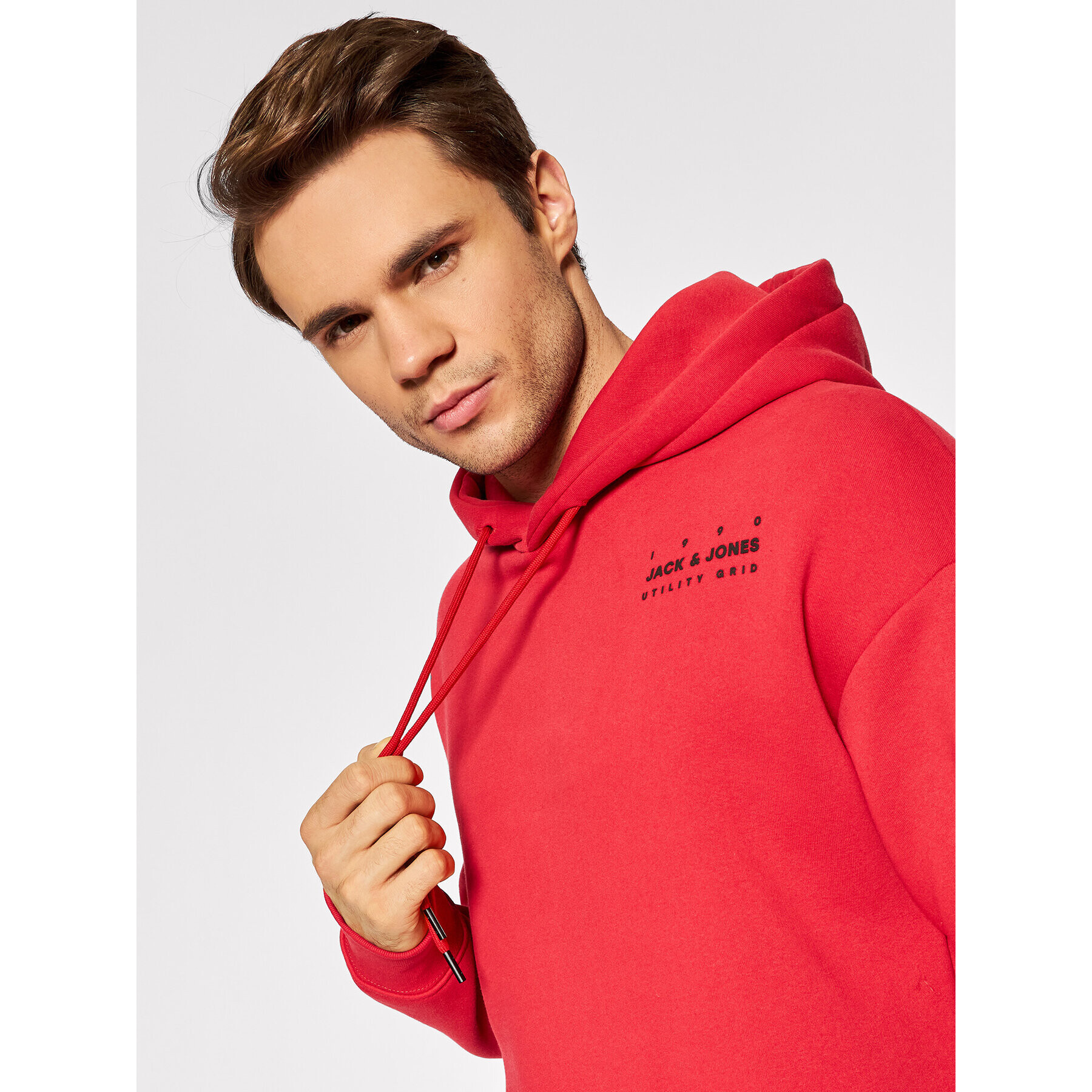 Jack&Jones Суитшърт Grid Sweat 12198137 Червен Relaxed Fit - Pepit.bg