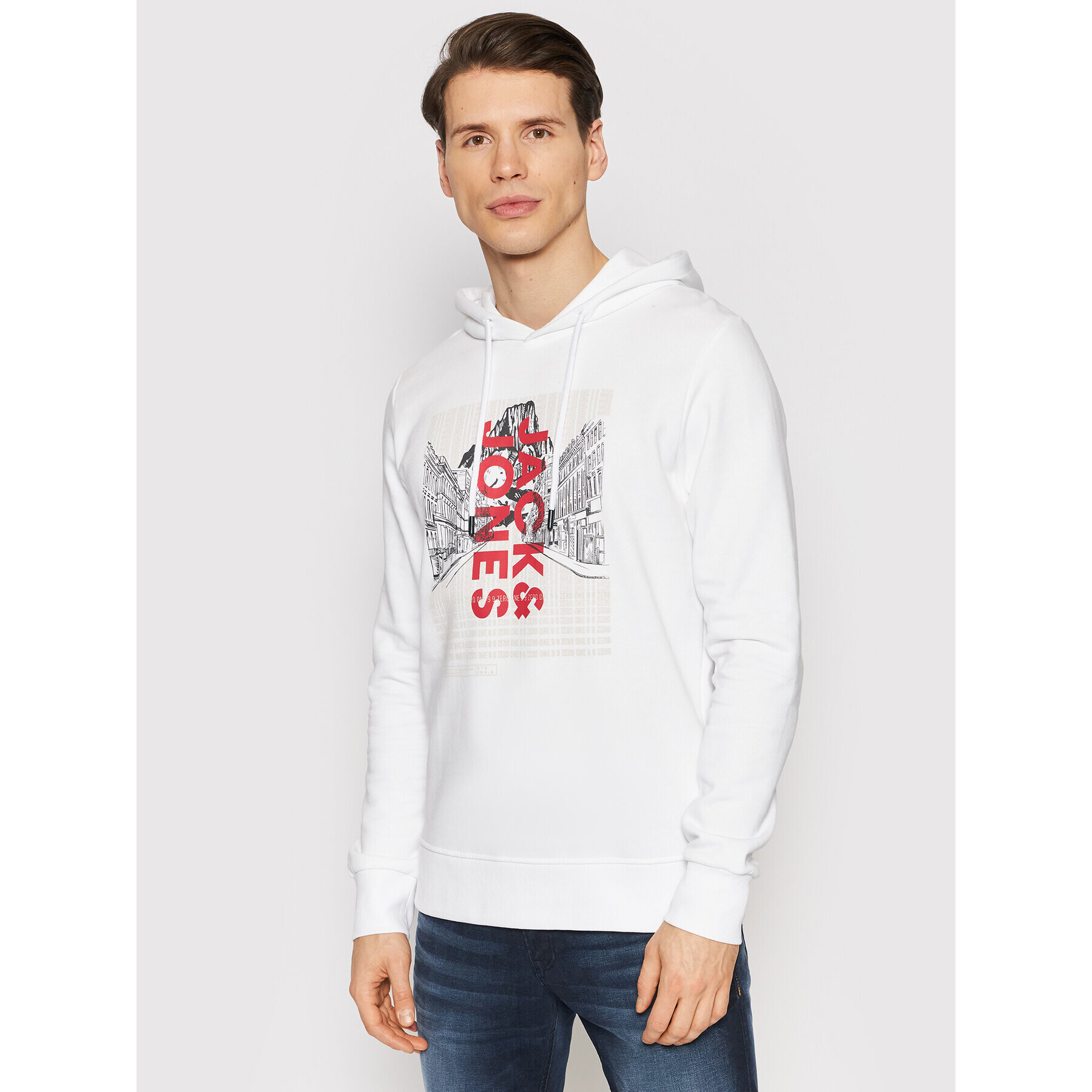 Jack&Jones Суитшърт Kalf 12202138 Бял Regular Fit - Pepit.bg