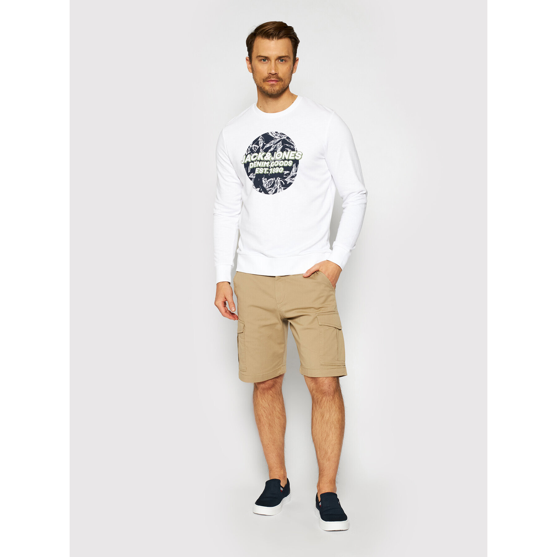 Jack&Jones Суитшърт Lefo 12185696 Бял Regular Fit - Pepit.bg