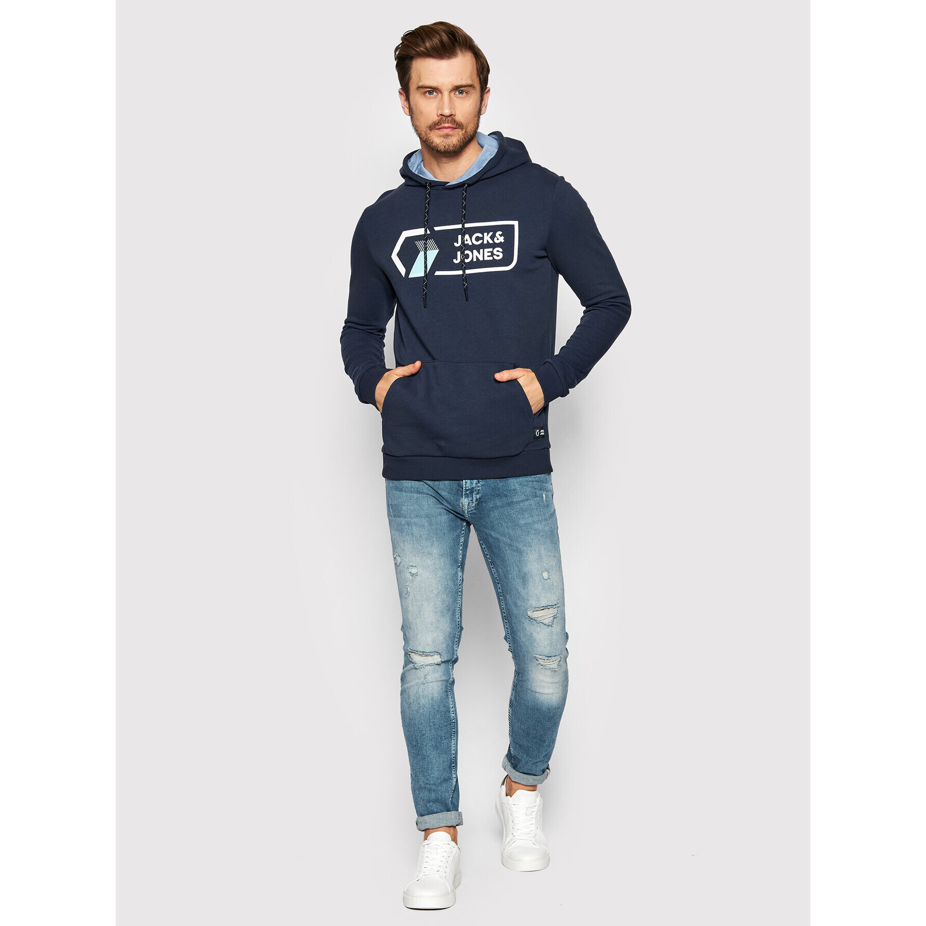 Jack&Jones Суитшърт Logan 12205411 Тъмносин Regular Fit - Pepit.bg