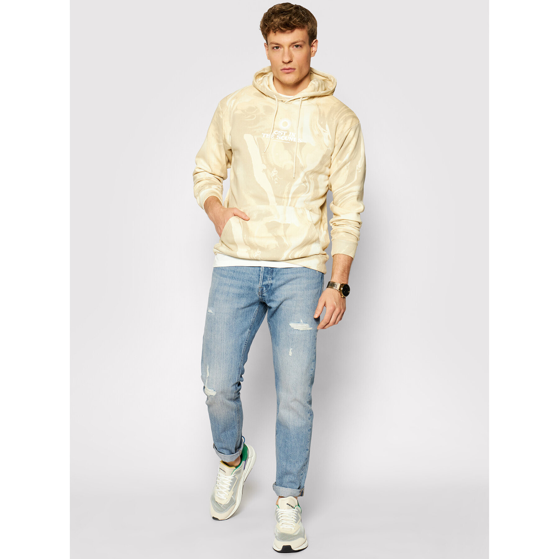 Jack&Jones Суитшърт Marble 12195334 Жълт Relaxed Fit - Pepit.bg