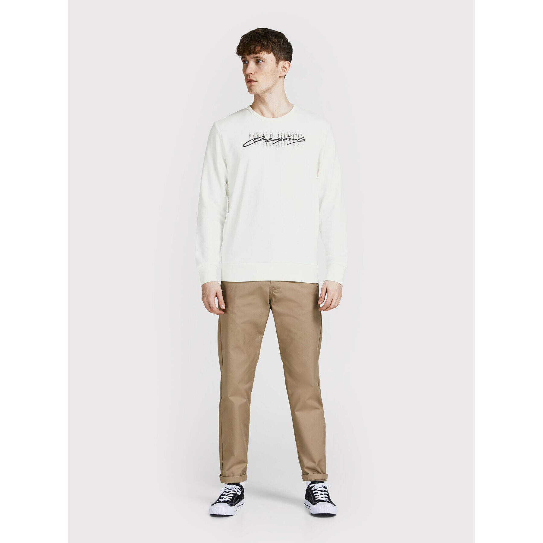 Jack&Jones Суитшърт Script 12205812 Бял Regular Fit - Pepit.bg