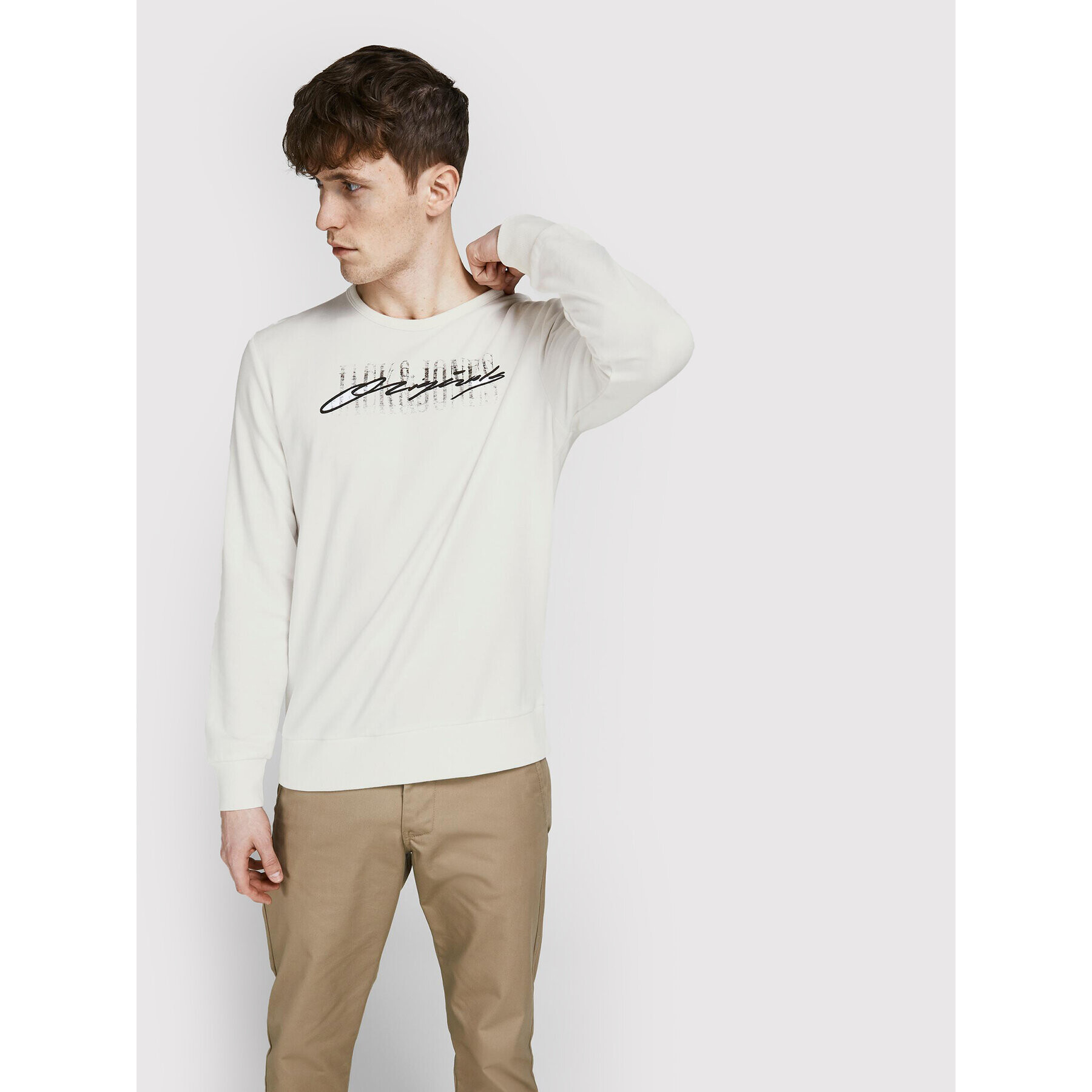 Jack&Jones Суитшърт Script 12205812 Бял Regular Fit - Pepit.bg