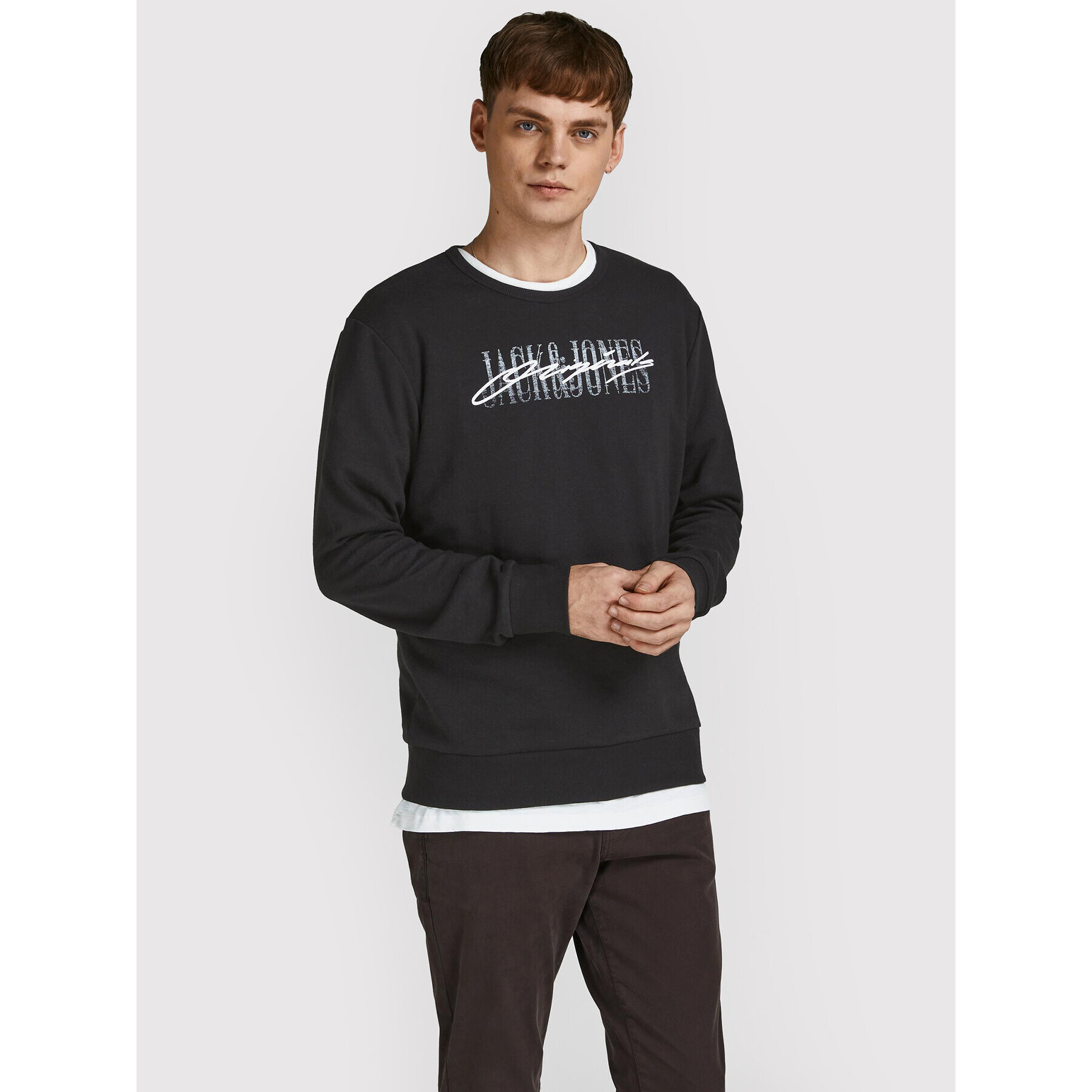 Jack&Jones Суитшърт Script 12205812 Черен Regular Fit - Pepit.bg