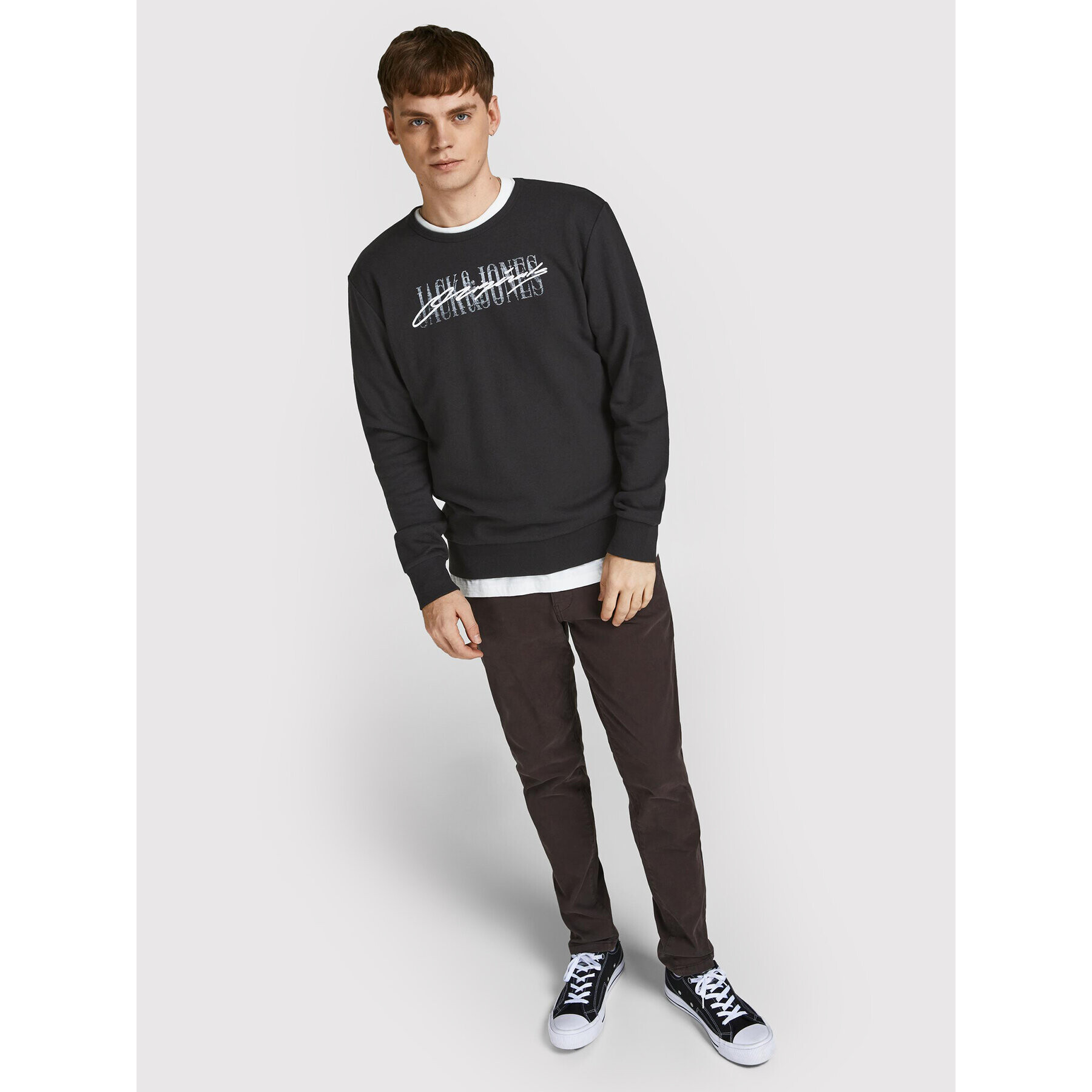 Jack&Jones Суитшърт Script 12205812 Черен Regular Fit - Pepit.bg