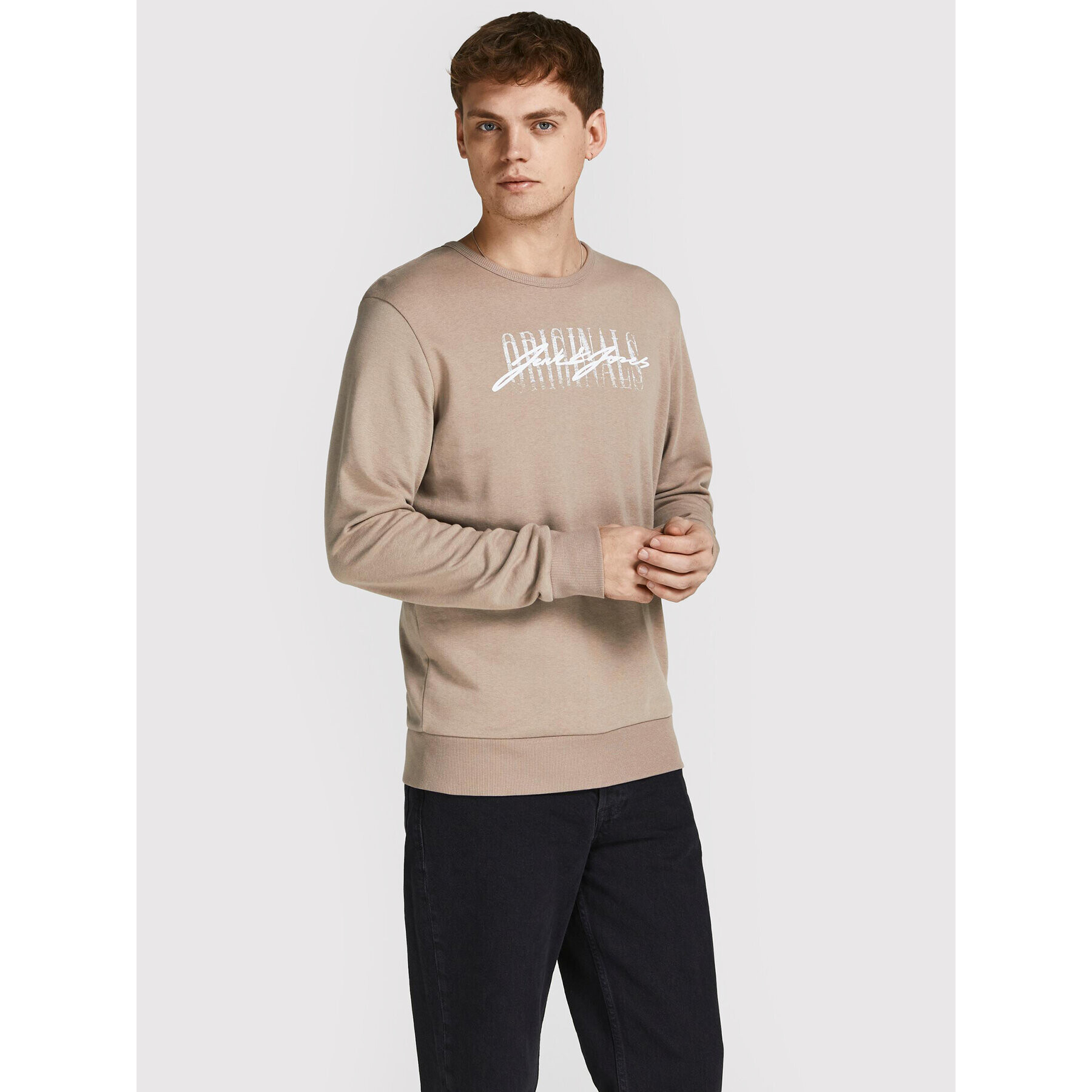 Jack&Jones Суитшърт Script 12205812 Кафяв Regular Fit - Pepit.bg