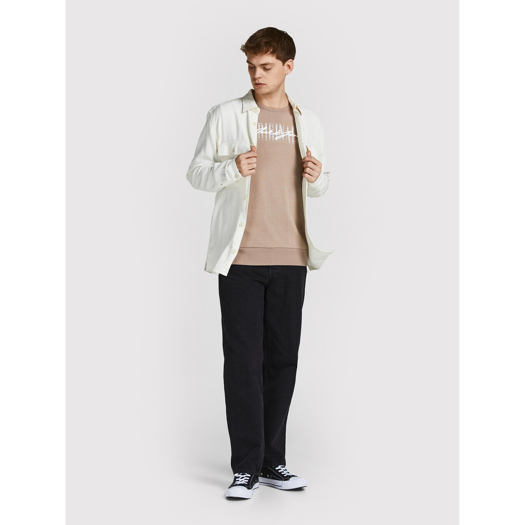 Jack&Jones Суитшърт Script 12205812 Кафяв Regular Fit - Pepit.bg