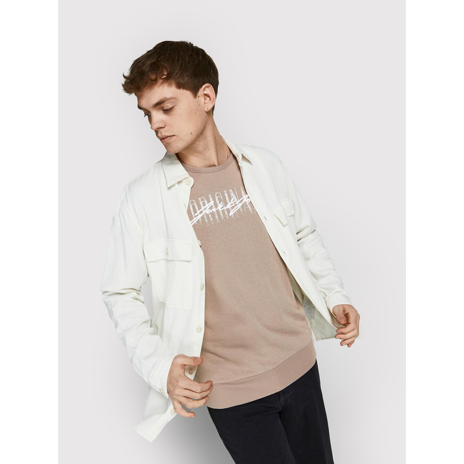 Jack&Jones Суитшърт Script 12205812 Кафяв Regular Fit - Pepit.bg