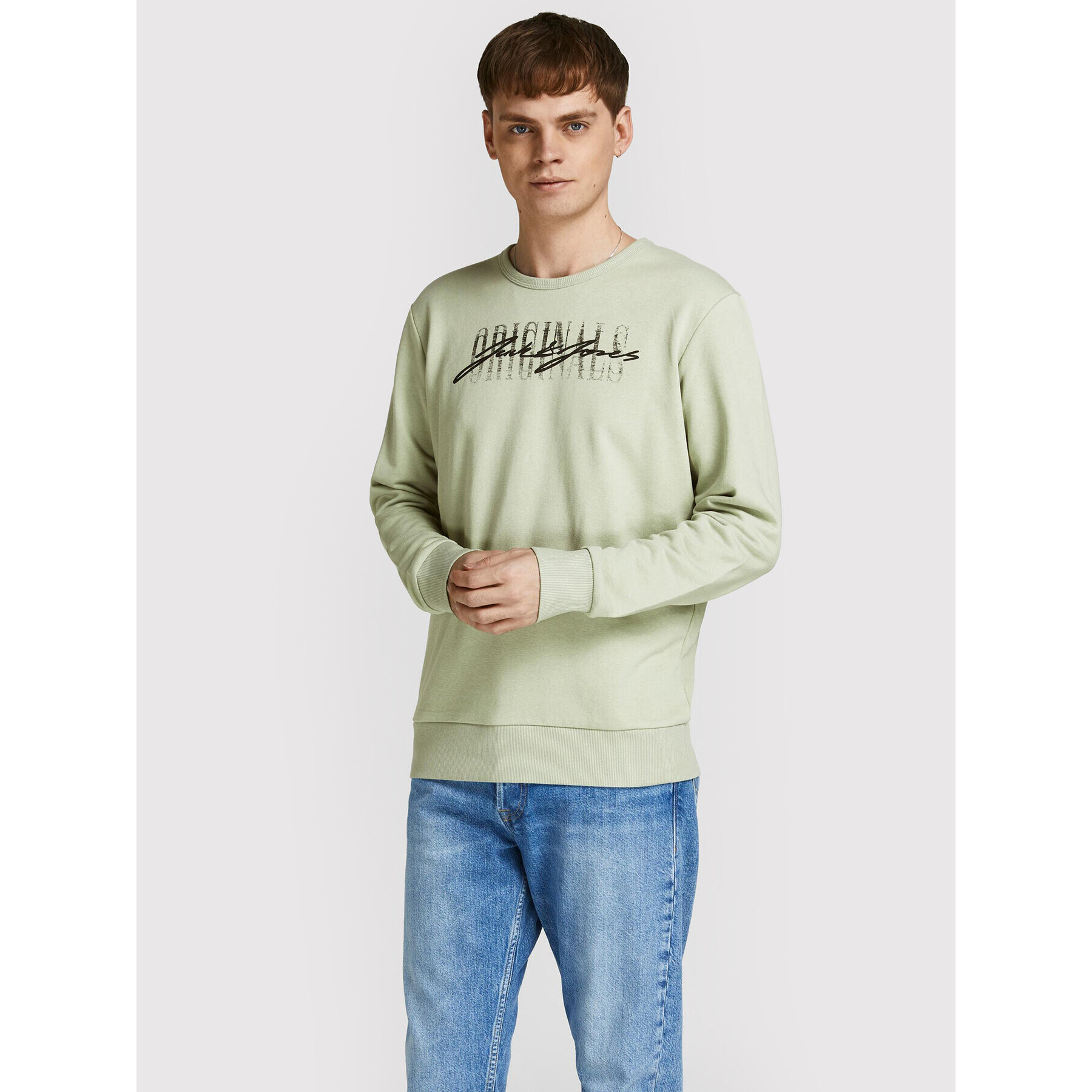 Jack&Jones Суитшърт Script 12205812 Зелен Regular Fit - Pepit.bg