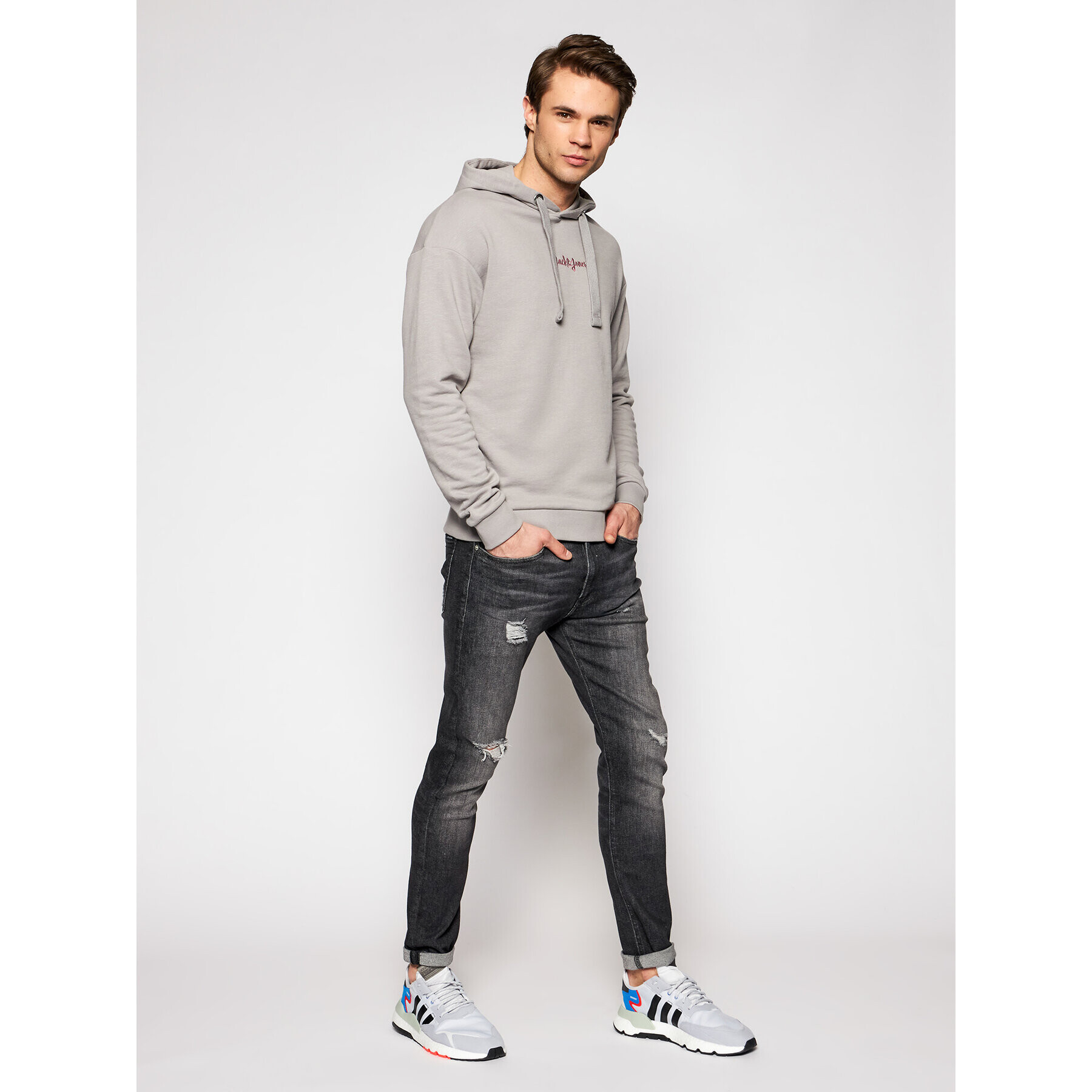 Jack&Jones Суитшърт Stockholm 12186285 Сив Relaxed Fit - Pepit.bg