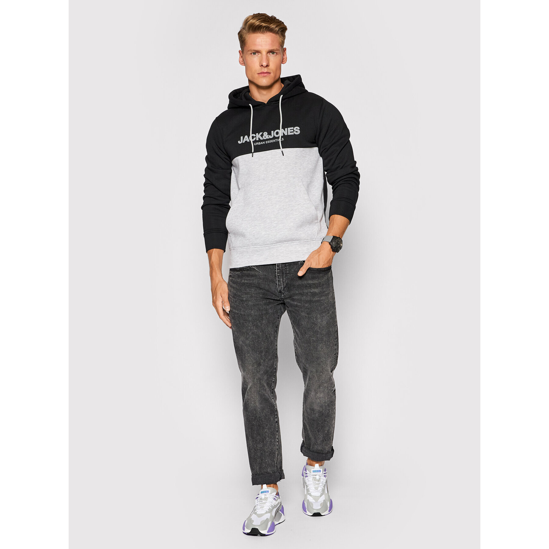 Jack&Jones Суитшърт Urban Blocking 12190441 Черен Regular Fit - Pepit.bg