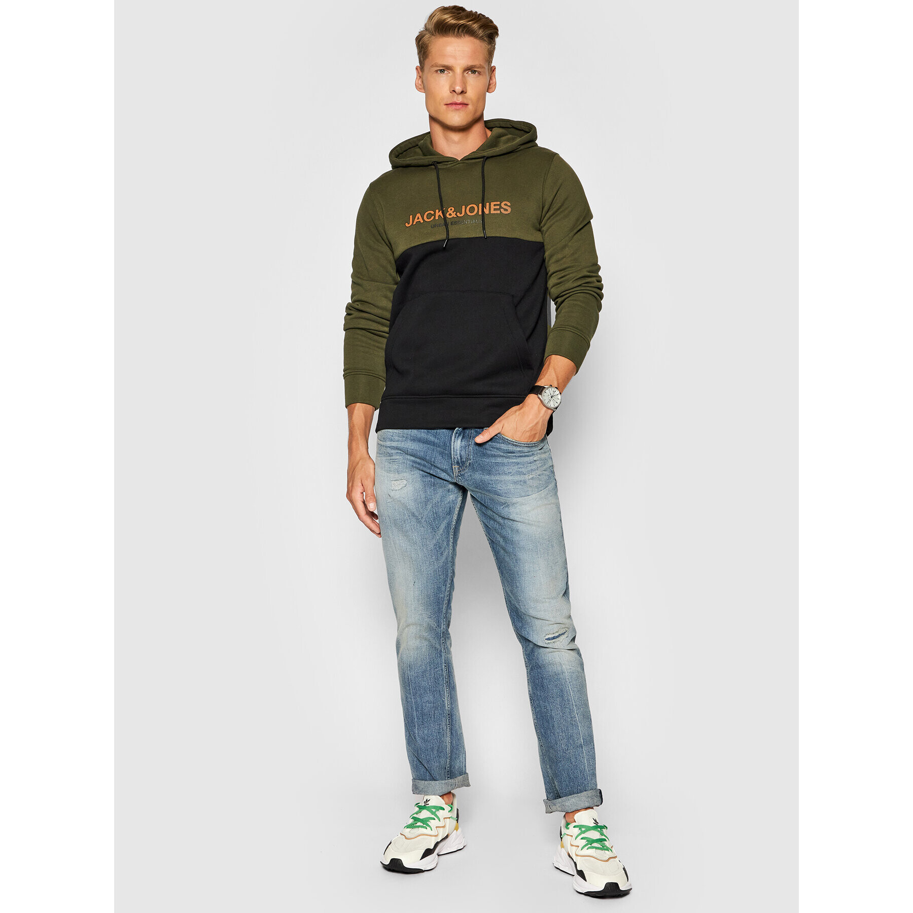 Jack&Jones Суитшърт Urban Blocking 12190441 Зелен Regular Fit - Pepit.bg