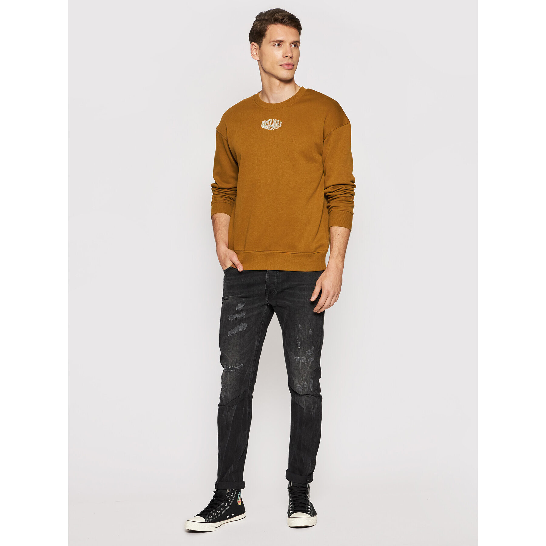 Jack&Jones Суитшърт World 12194083 Кафяв Relaxed Fit - Pepit.bg