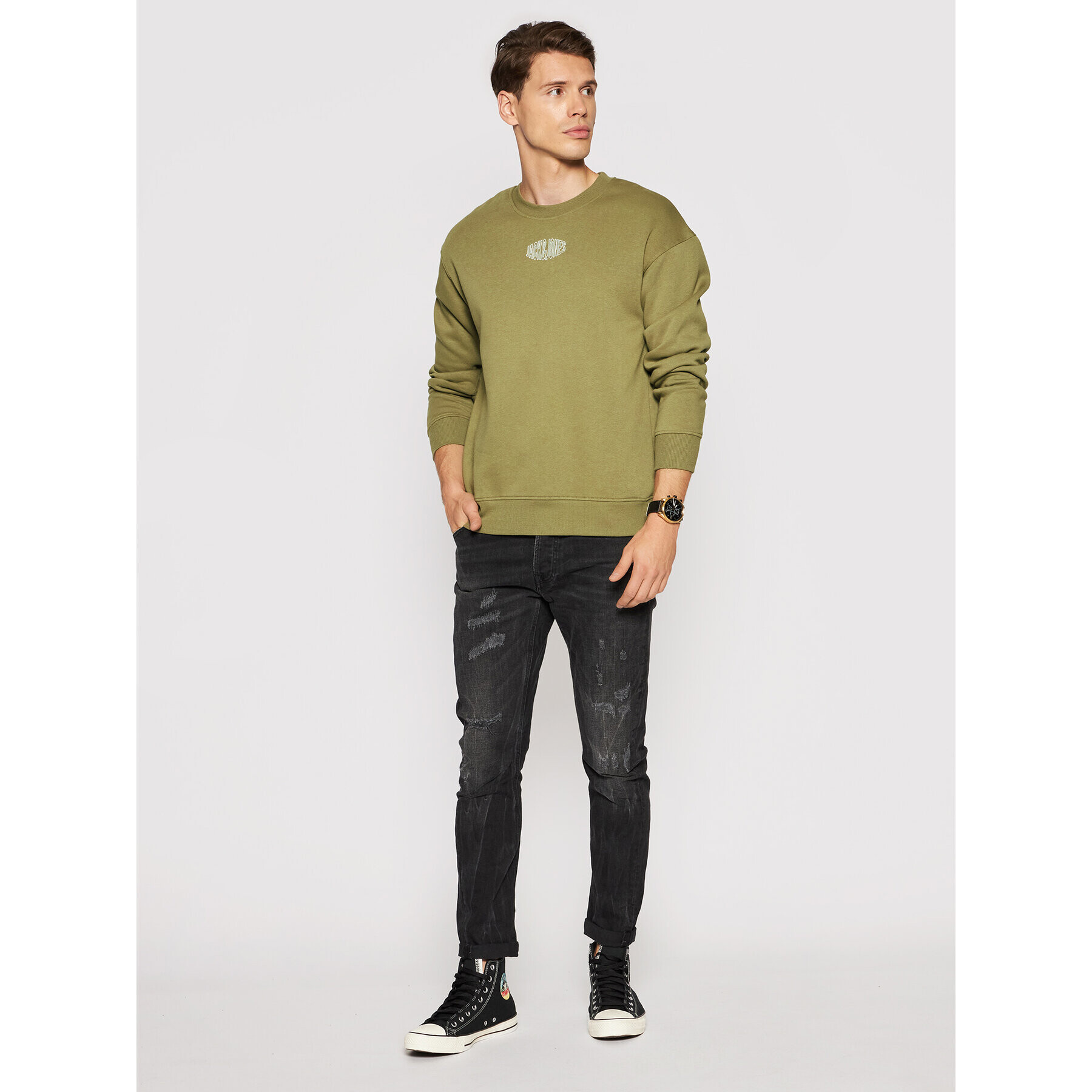 Jack&Jones Суитшърт World 12194083 Зелен Relaxed Fit - Pepit.bg