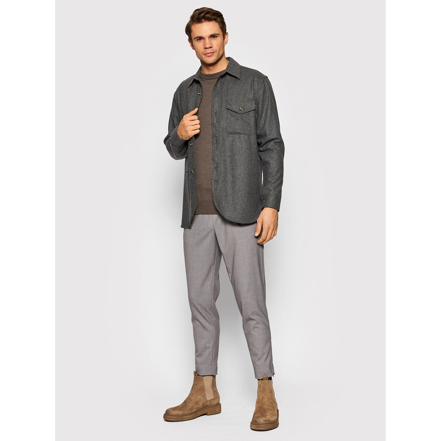 Jack&Jones Текстилни панталони Ace Frankie 12197656 Сив Regular Fit - Pepit.bg