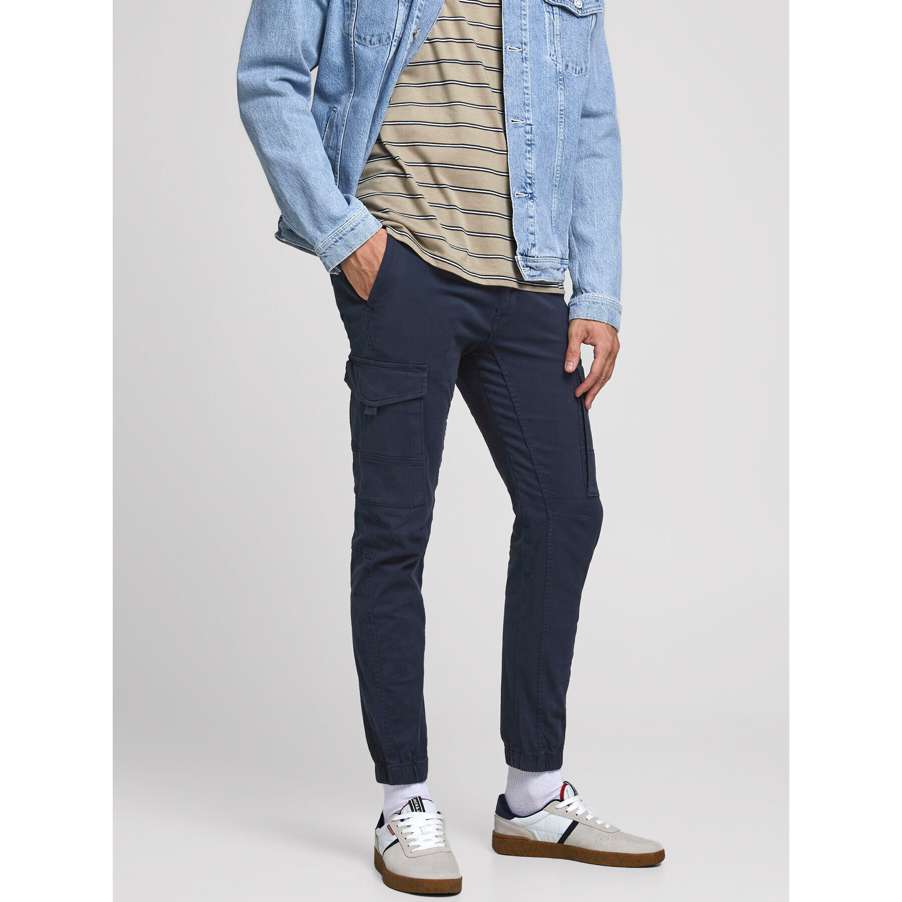 Jack&Jones Текстилни панталони Paul 12169582 Тъмносин Tapered Fit - Pepit.bg