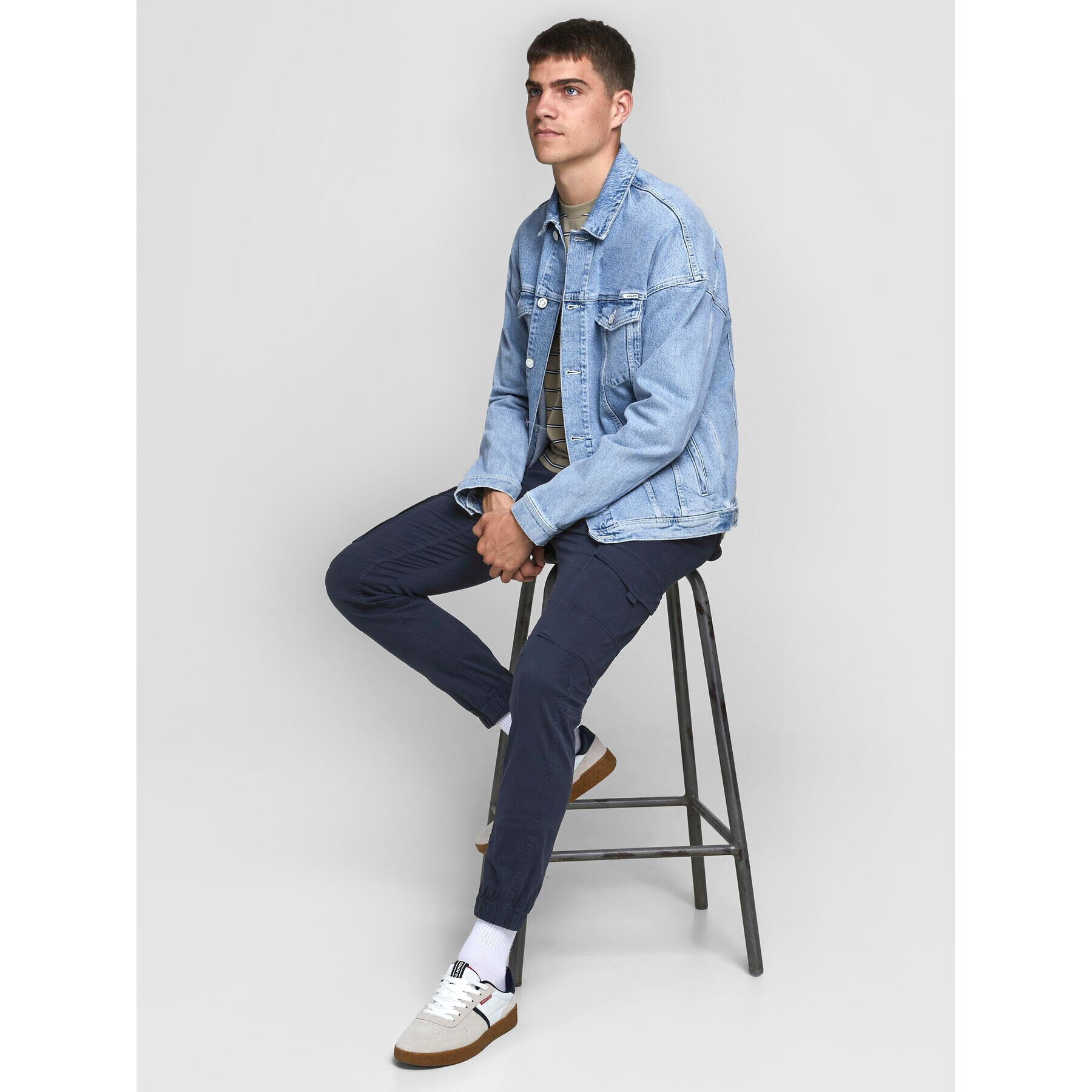 Jack&Jones Текстилни панталони Paul 12169582 Тъмносин Tapered Fit - Pepit.bg